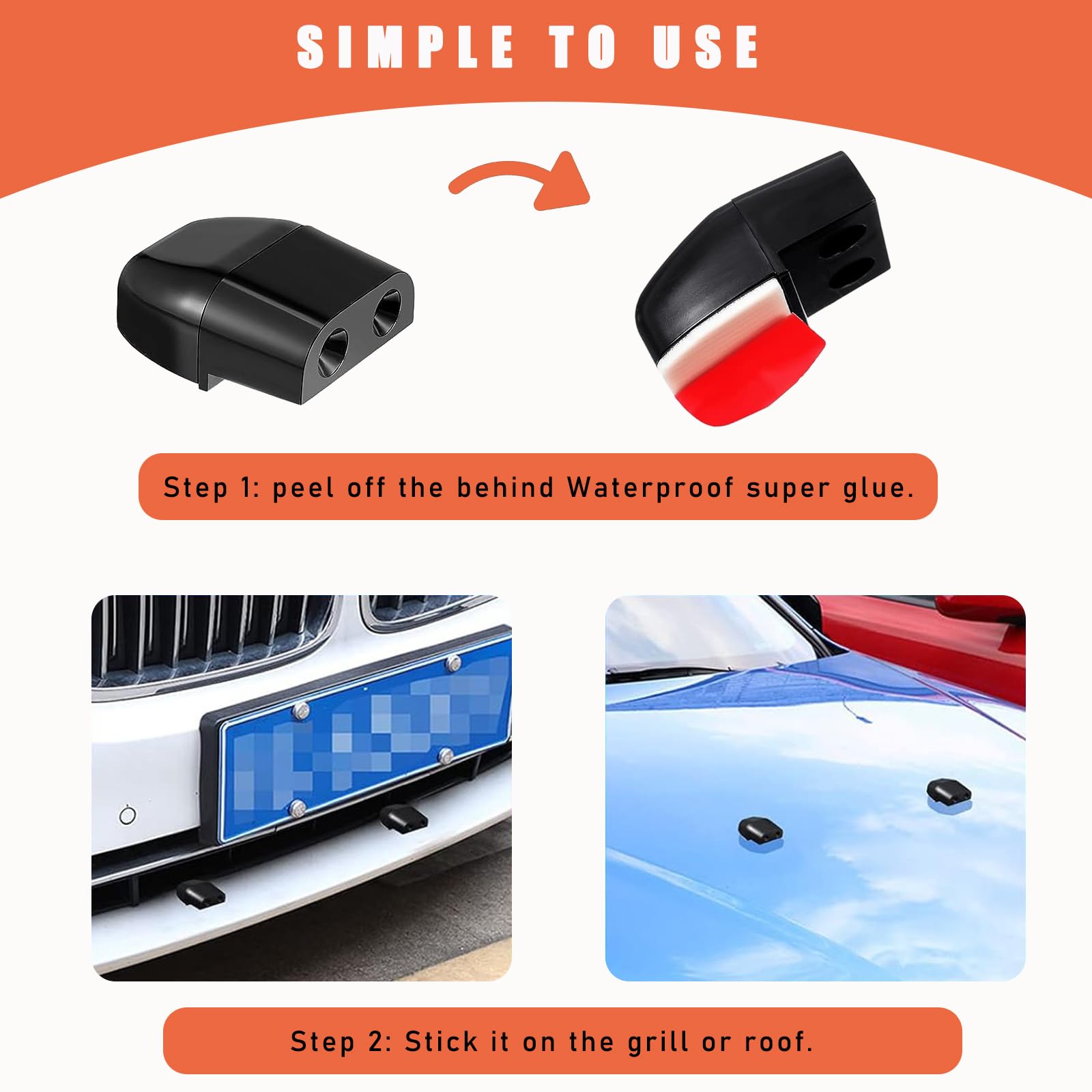 Dickno 2 PCS Deer Whistles for Car, Automotive Deer Warning Whistle Devices, Animal Warning Devices Avoids Collision, Universal