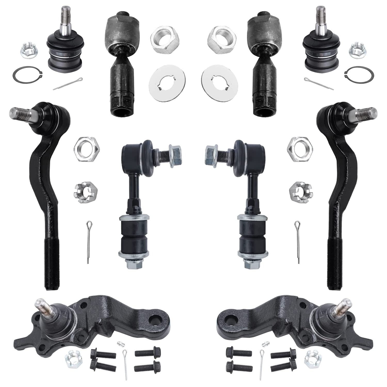 Detroit Axle - 10pc Front Suspension Kit for 1995-2000 Toyota Tacoma 1996 1997 1998 1999 2000, 4 Upper & Lower Ball Joints, 4 In
