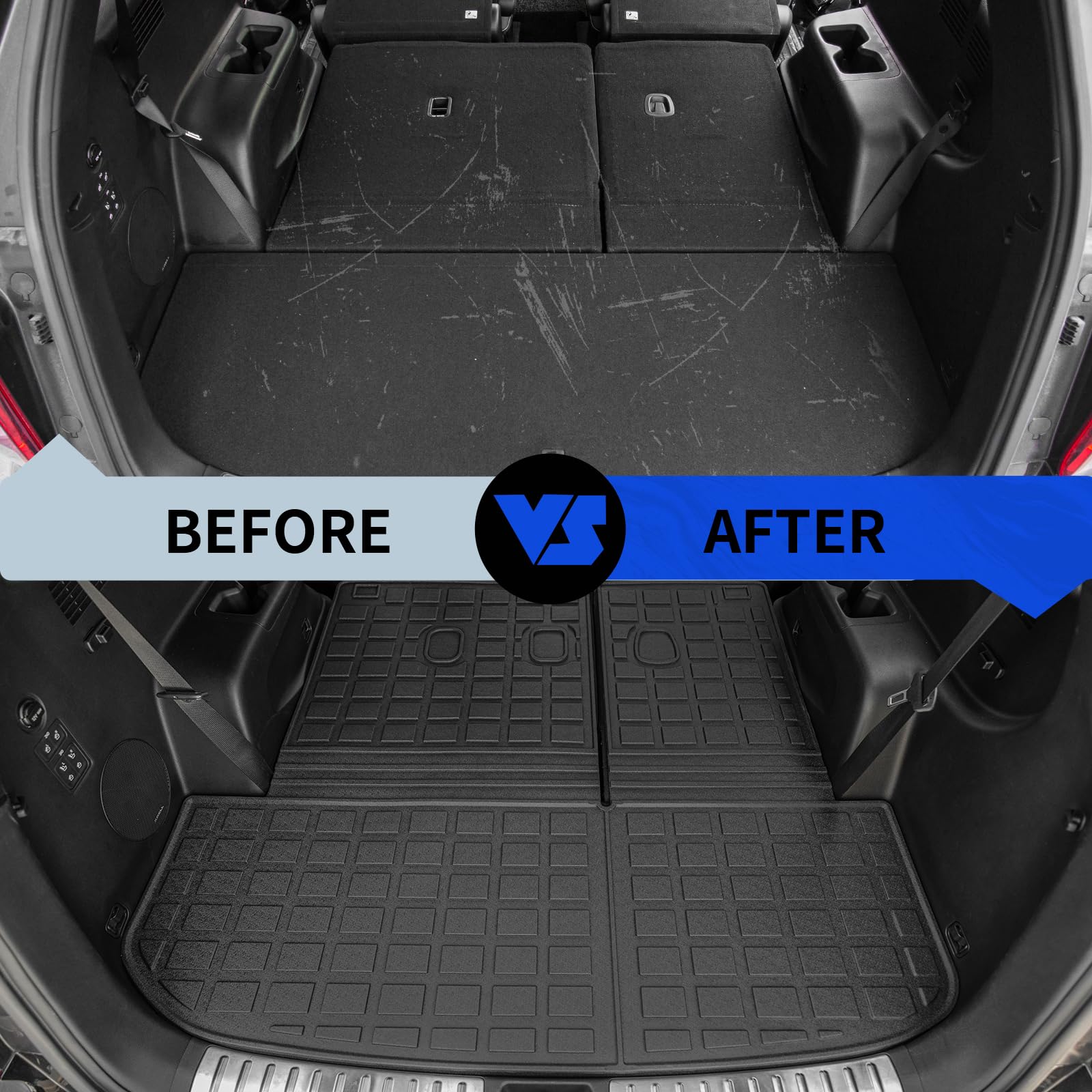 Rongtaod Floor Mats Compatible With 2020-2025 Hyundai Palisade Trunk Mat Cargo Mat Cargo Liner Back Seat Protector 2024 Palisade
