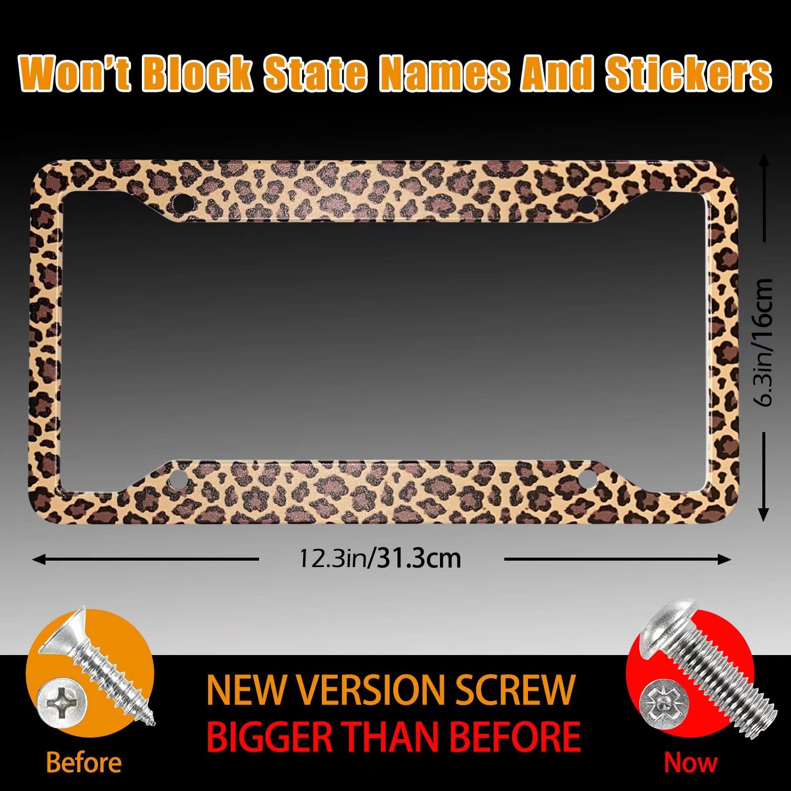 Leopard Cheetah Print License Plate Frames Covers Holder Brown Leopard Print Car Tag Frame Covers Holder Aluminum Metal 4 Holes