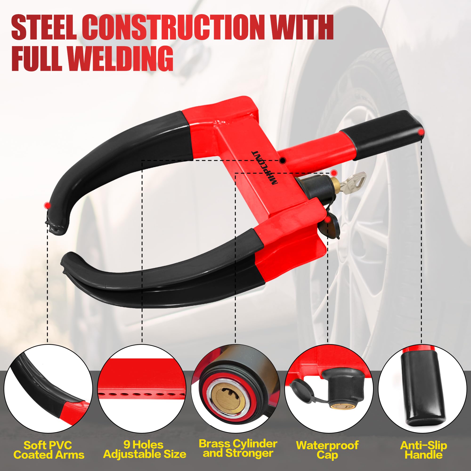 Wheel Lock Universal Trailer Wheel Lock Adjustable Security Tire Boot Lock Anti Theft For Atv Rv Suv Car Golf Cart Boats Motorcy