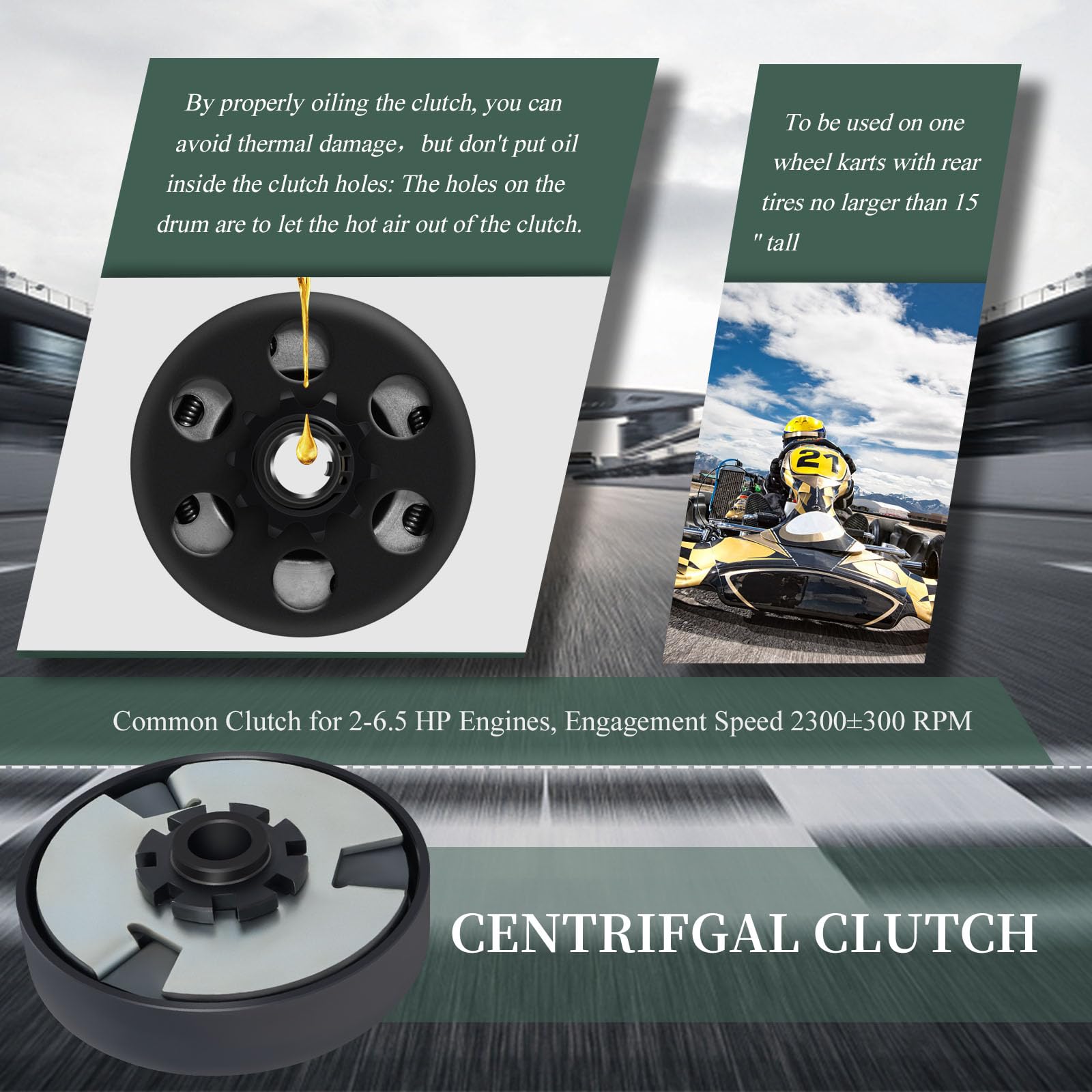 Go Kart Clutch 3/4'' Bore 10 Tooth Predator 212cc Centrifugal Clutches with #40 41 420 Chain for Mini Bike Fun Kart 2-6.5HP GC G