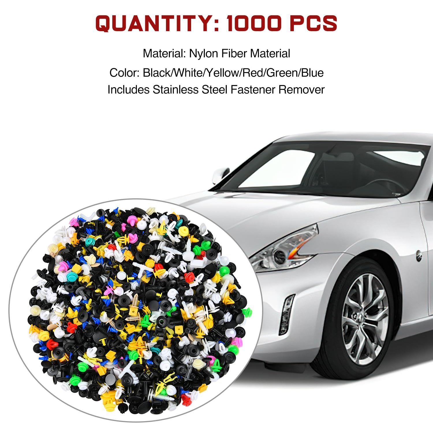 Nilight 1001Pcs Universal Car Clips Mixed Auto Bumper Fender Trim Door Panel Shield Engine Cover Retainer Rivet Push Clips For G