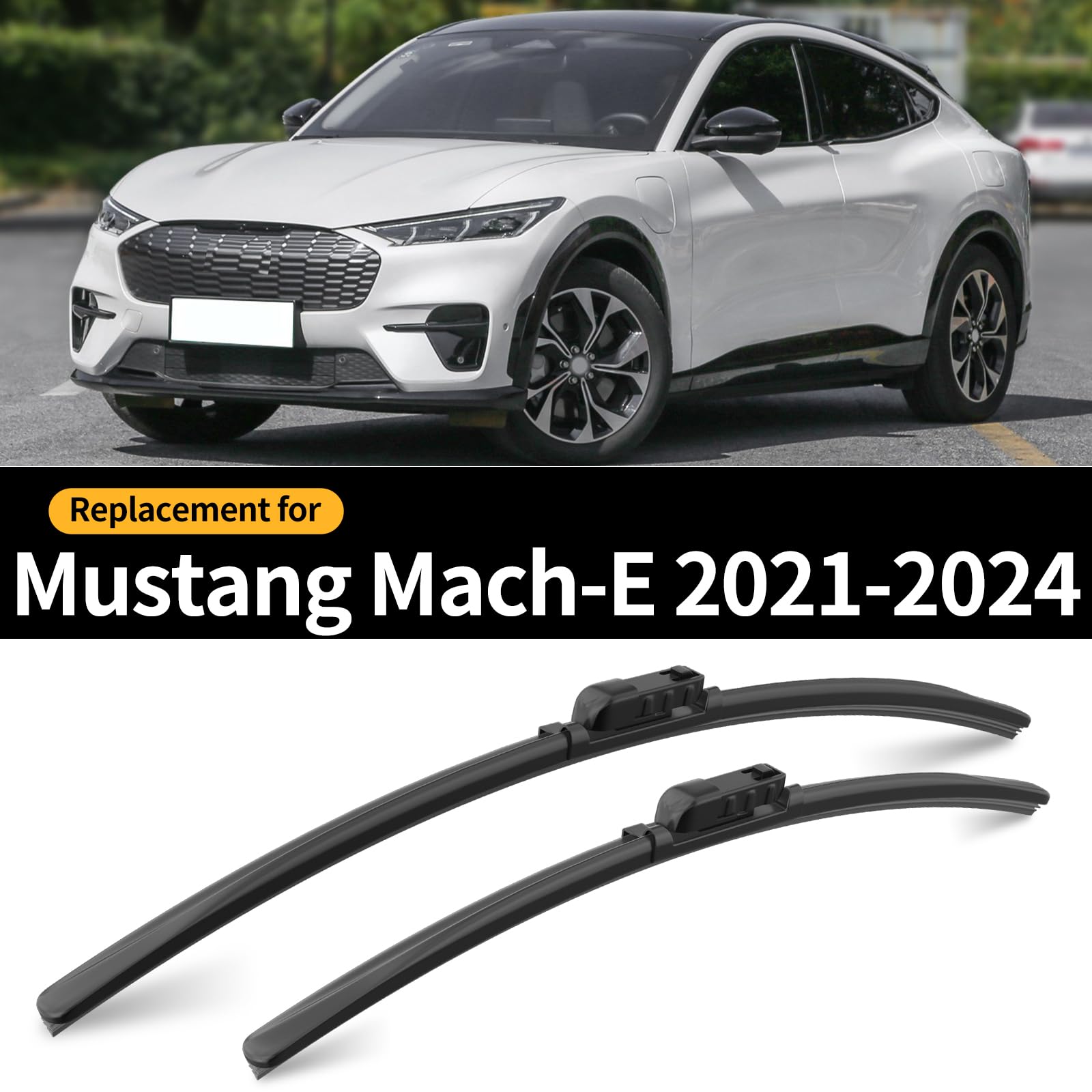 Gardimu Front And Rear Windshield Wiper Blades, 3 Pcs Front And Back Windshield Wipers Blades Replacement For Ford Mustang Mach