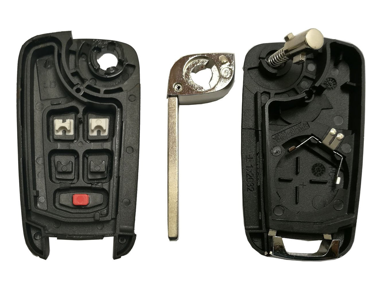 Key Fob Case Shell Fit For Chevrolet Chevy Equinox Sonic Gmc Terrain 3 Buttons Replacement Flip Folding Smart Car Key Fob Cover With Uncut Blade Blank (3 Buttons Flip Key Shell)