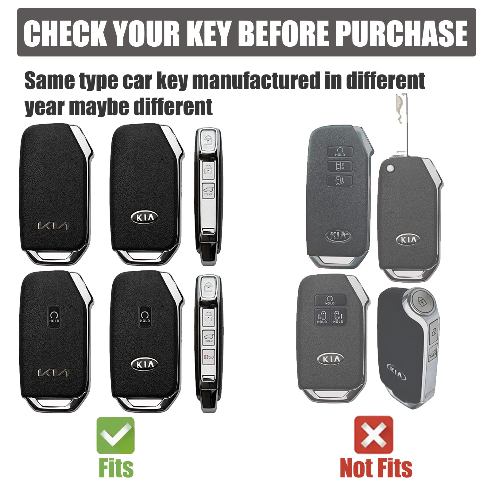 Gematay For Kia Key Fob Cover, Key Case Shell Compatible With Kia Cerato Ceed Forte Niro Sorento Seltos Sportage Soul Telluride Remote Smart Key Protector