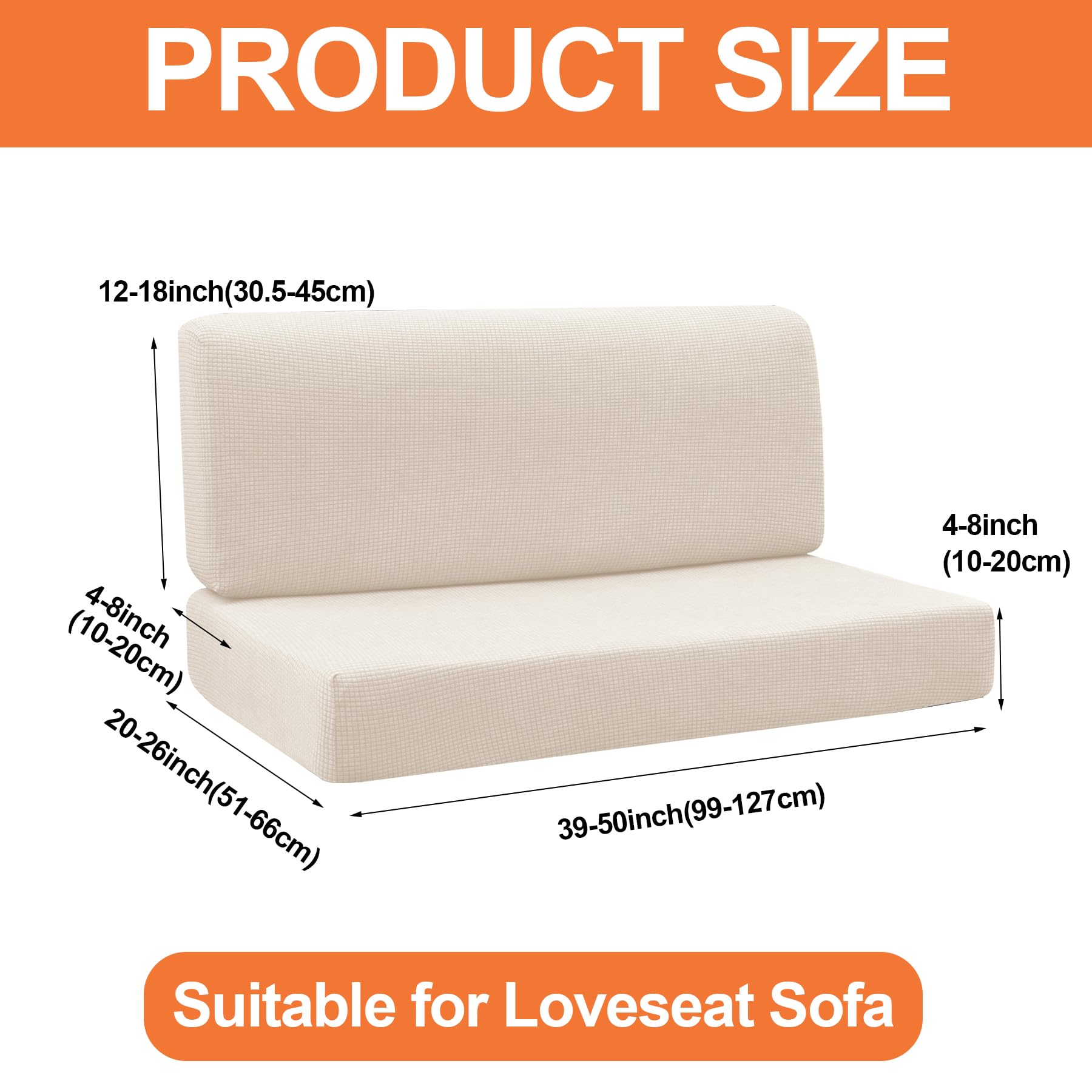 Fuangui Rv Dinette Cushion Cover Stretch Camper Booth Seats Replacement Washable Sofa Furniture Protector (Beige, 1 Bench & 1 Ba