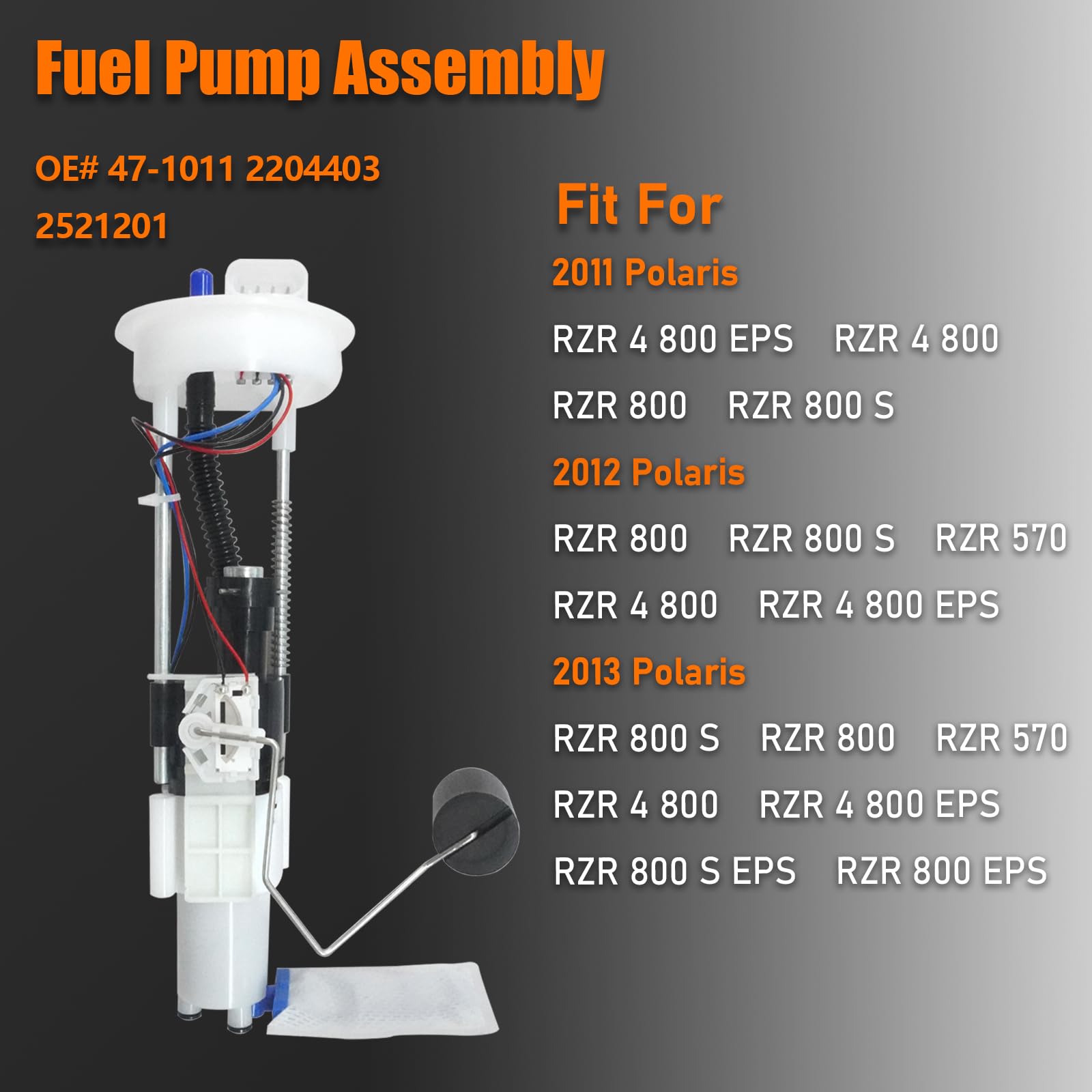 47-1011 2204403 Fuel Pump Polaris Replacement Compatible with Polaris RZR 800 /RZR 800 S/RZR 4 800/RZR 4 S 800 EFI EPS 2011 2012