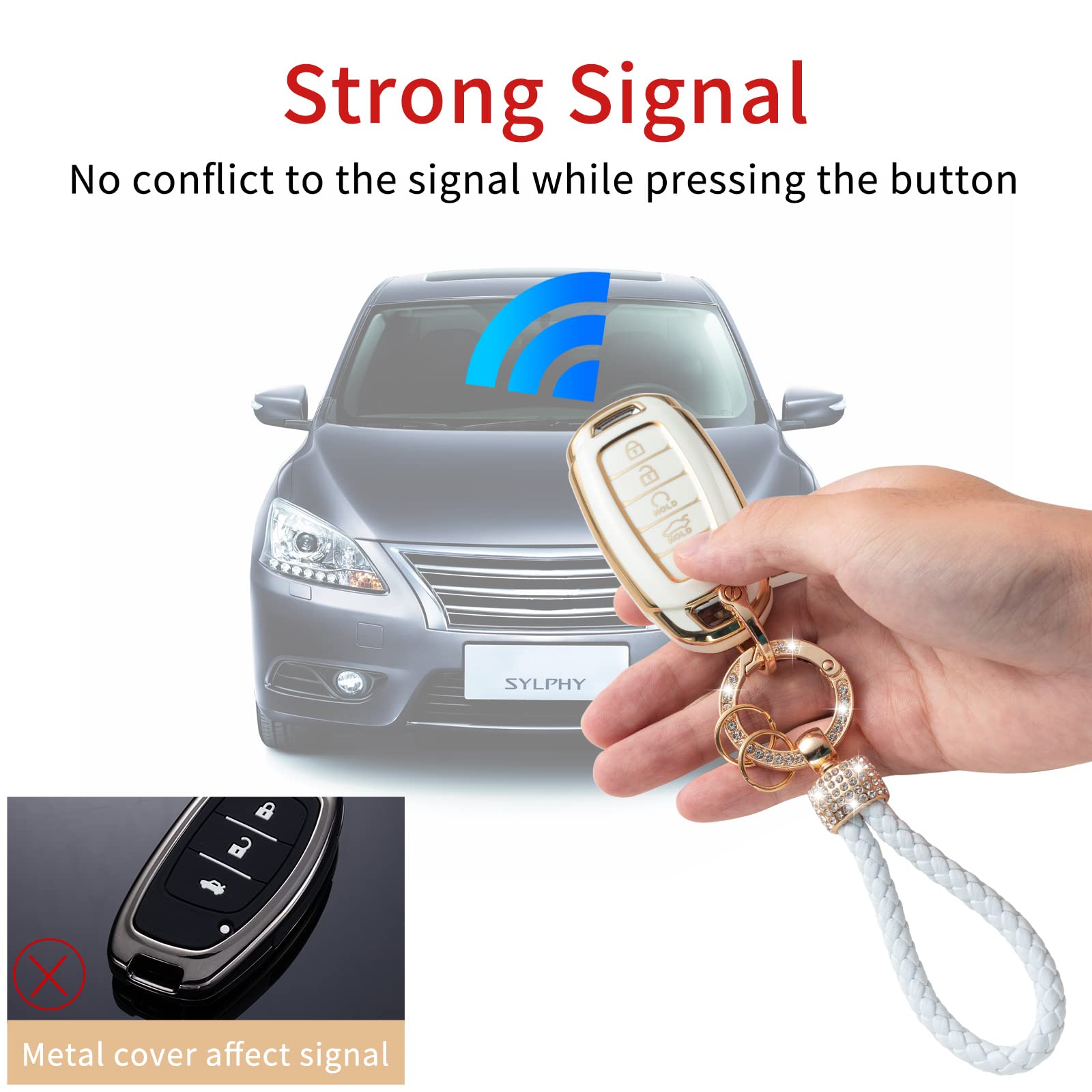 Gematay For Hyundai Key Fob Cover With Keychain Lanyard, Key Fob Protector Shell Compatible With Elantra Gt Sport Santa Fe Palis