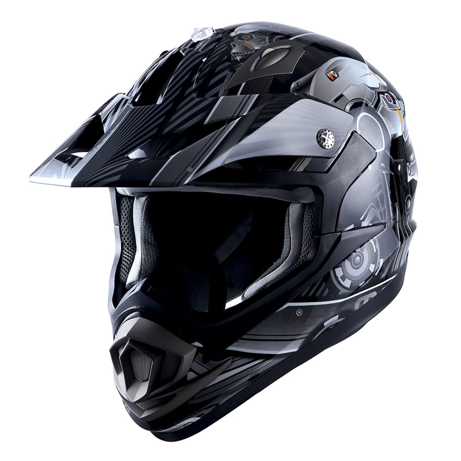 1Storm Adult Motocross Helmet Off Road Mx Bmx Atv Dirt Bike Mechanic Hgxp14B Skull Black