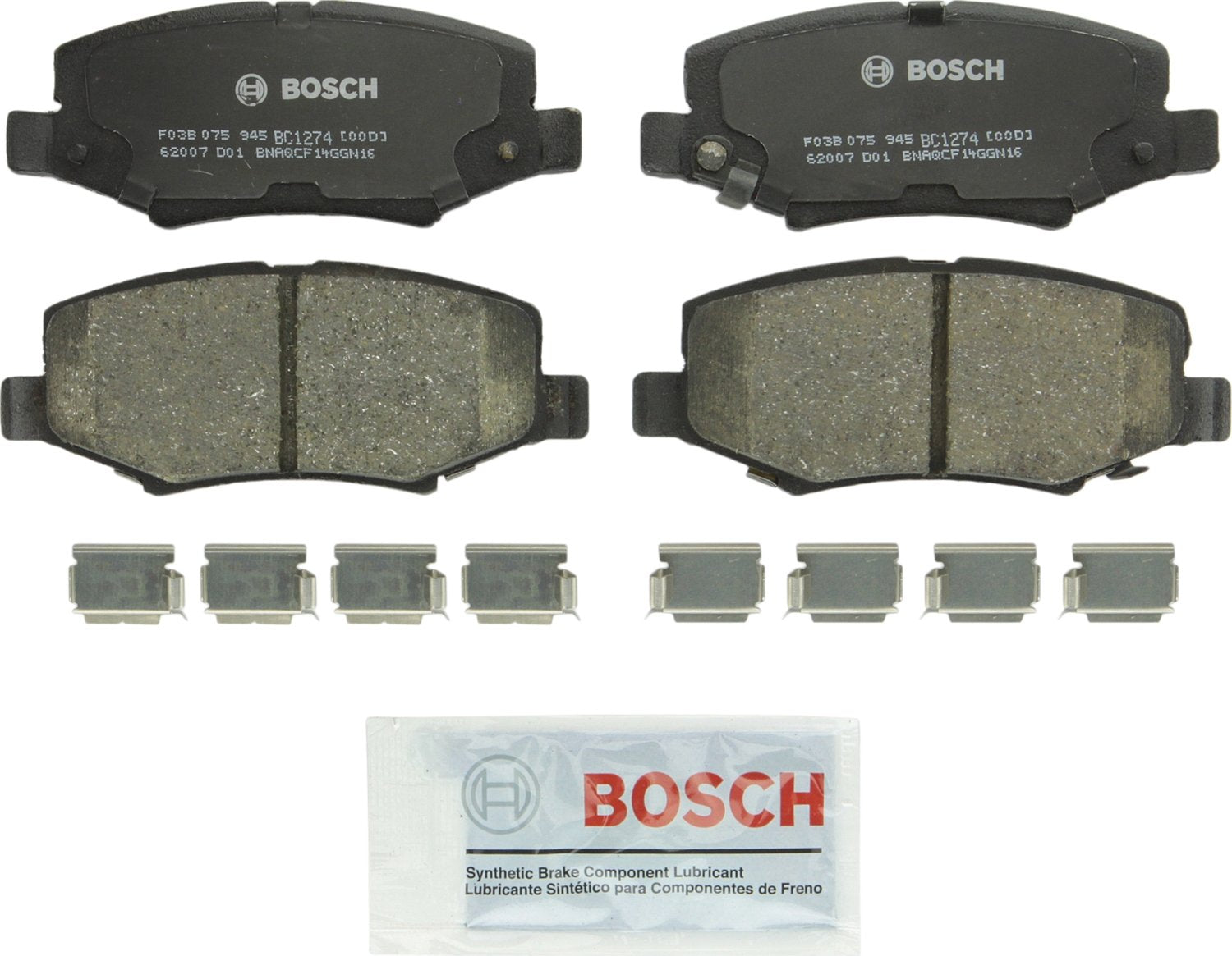 BOSCH BC1274 QuietCast Premium Ceramic Disc Brake Pad Set - Compatible with Select Dodge Nitro; Jeep Liberty, Wrangler, Wrangler