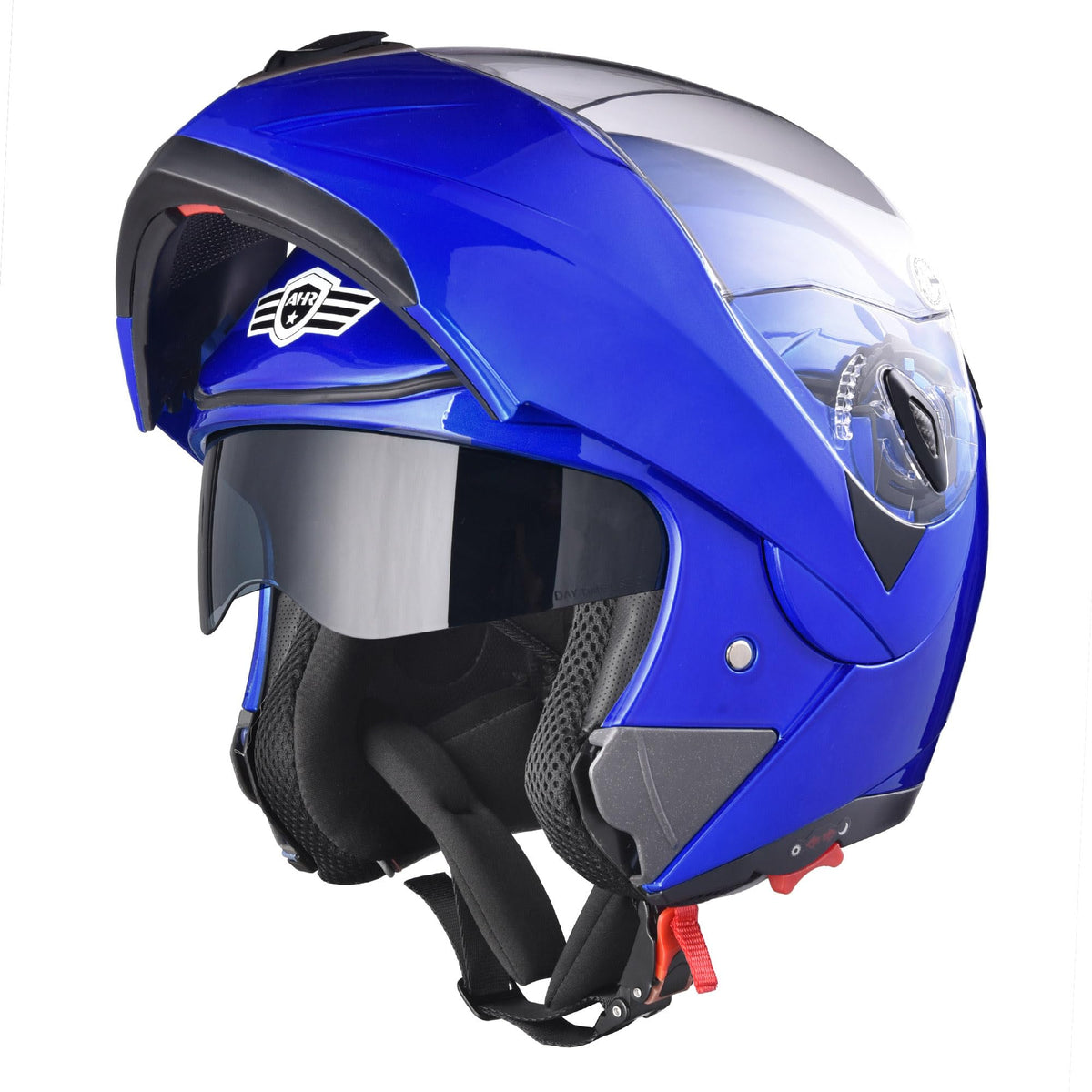 Ahr Motorcycle Helmet Dual Visor Modular Flip Up Full Face Helmet Dot Approved - Ahr Helmet Run-M For Adult Motorbike Street Bik
