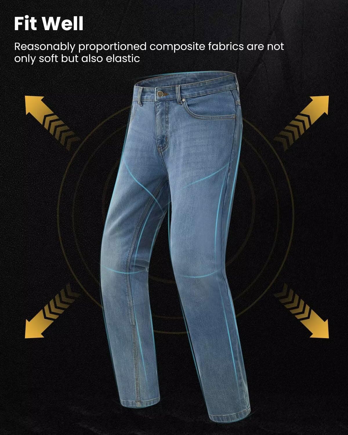 ILM Motorcycle Riding Pants for Men CE Armored Motorbike Jeans Adventure Touring Motocross All Season Model PJN1(Light Blue)