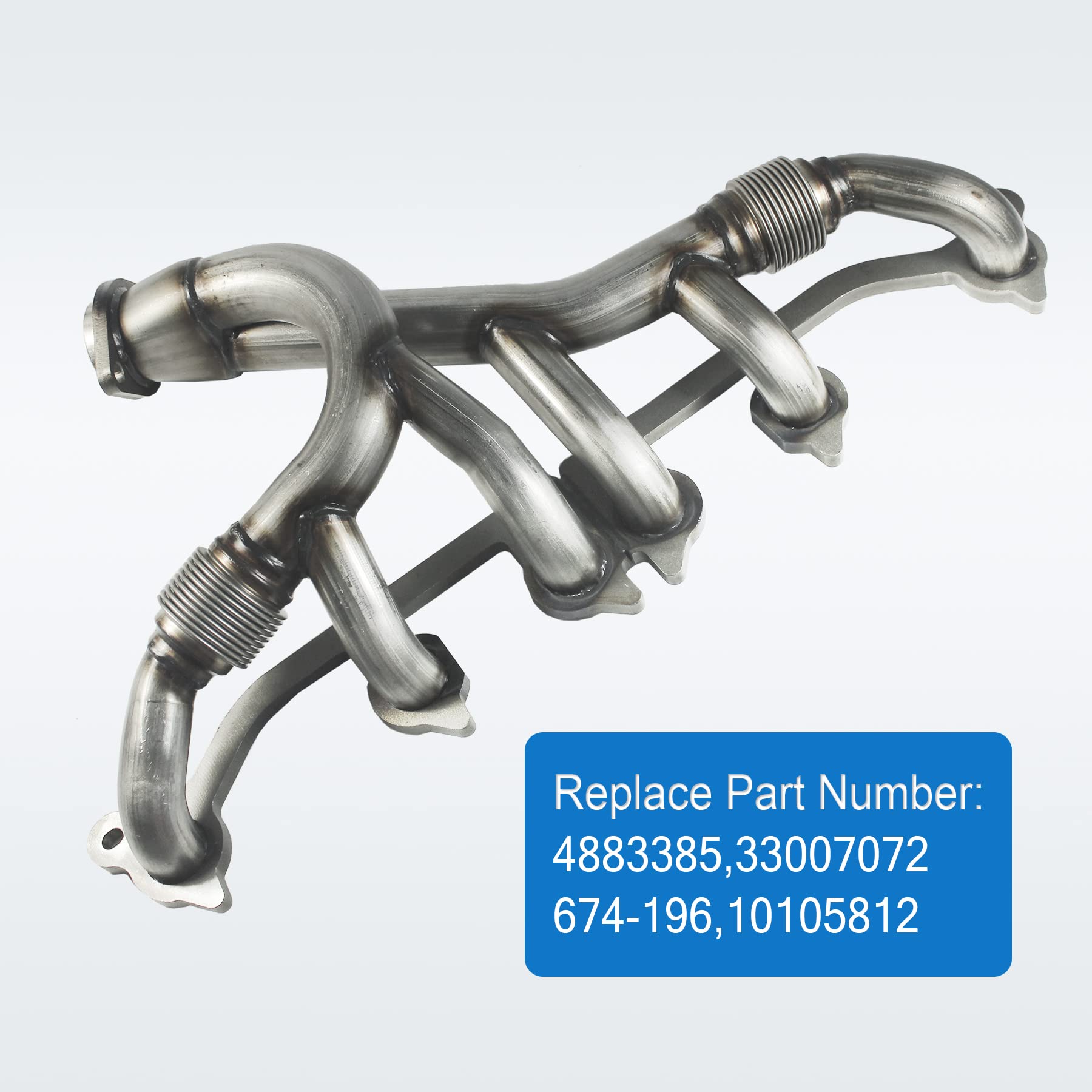 JDMSPEED New Stainless Steel Exhaust Manifold & Gasket Kit Replacement for Grand Cherokee Wrangler 4.0L Replacement for Jeeps Se