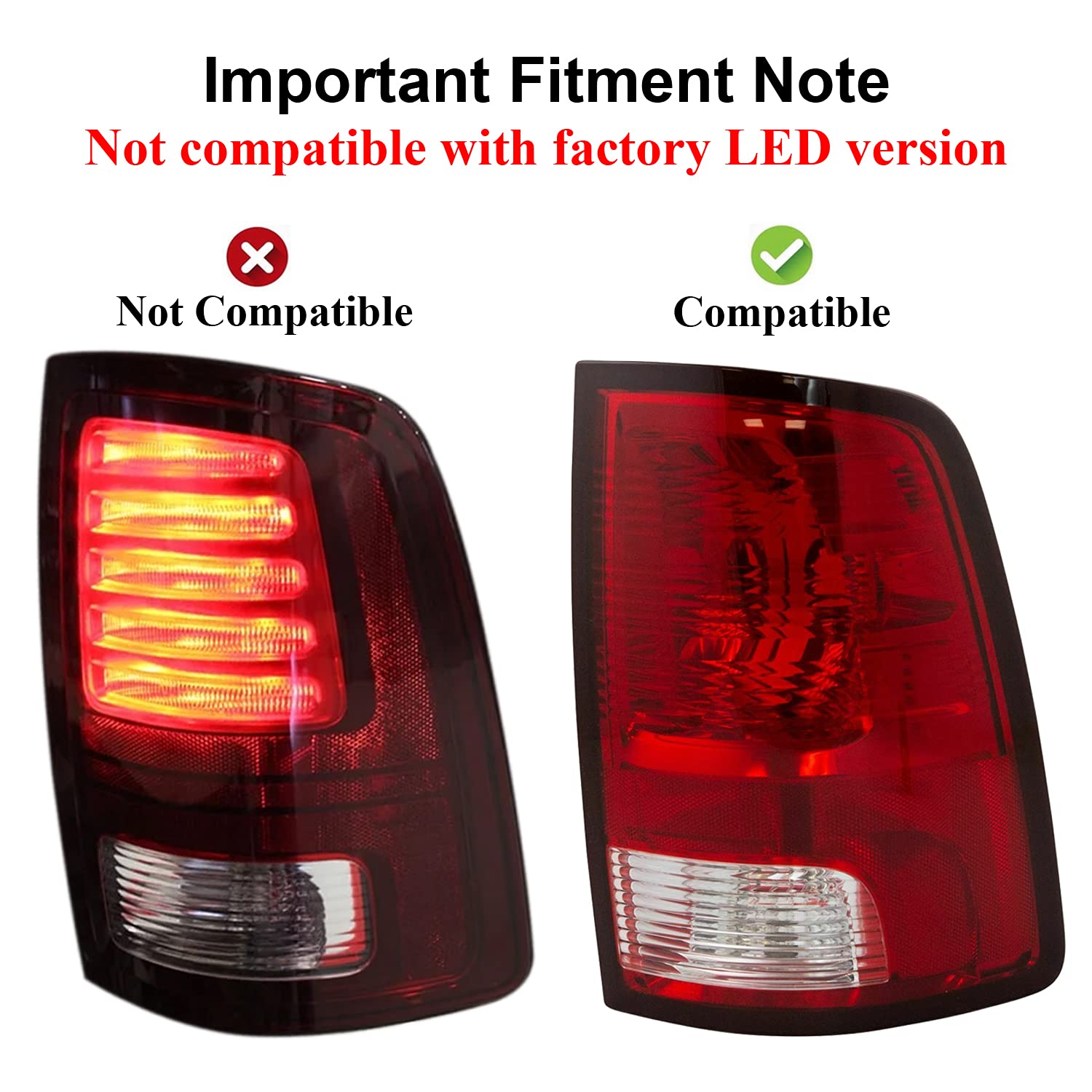 AmeriLite C-Type LED Tube Tail Light Assembly Pair for 2009-2022 Dodge Ram 1500/2500/3500 - Black Smoke - Driver & Passenger Side