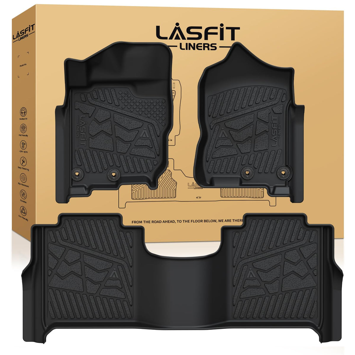 LASFIT Floor Mats for Nissan Titan 2017-2024(Only Fit Crew Cab) & Titan XD 2016-2024,All Weather Custom Fit Floor Liners for Tit
