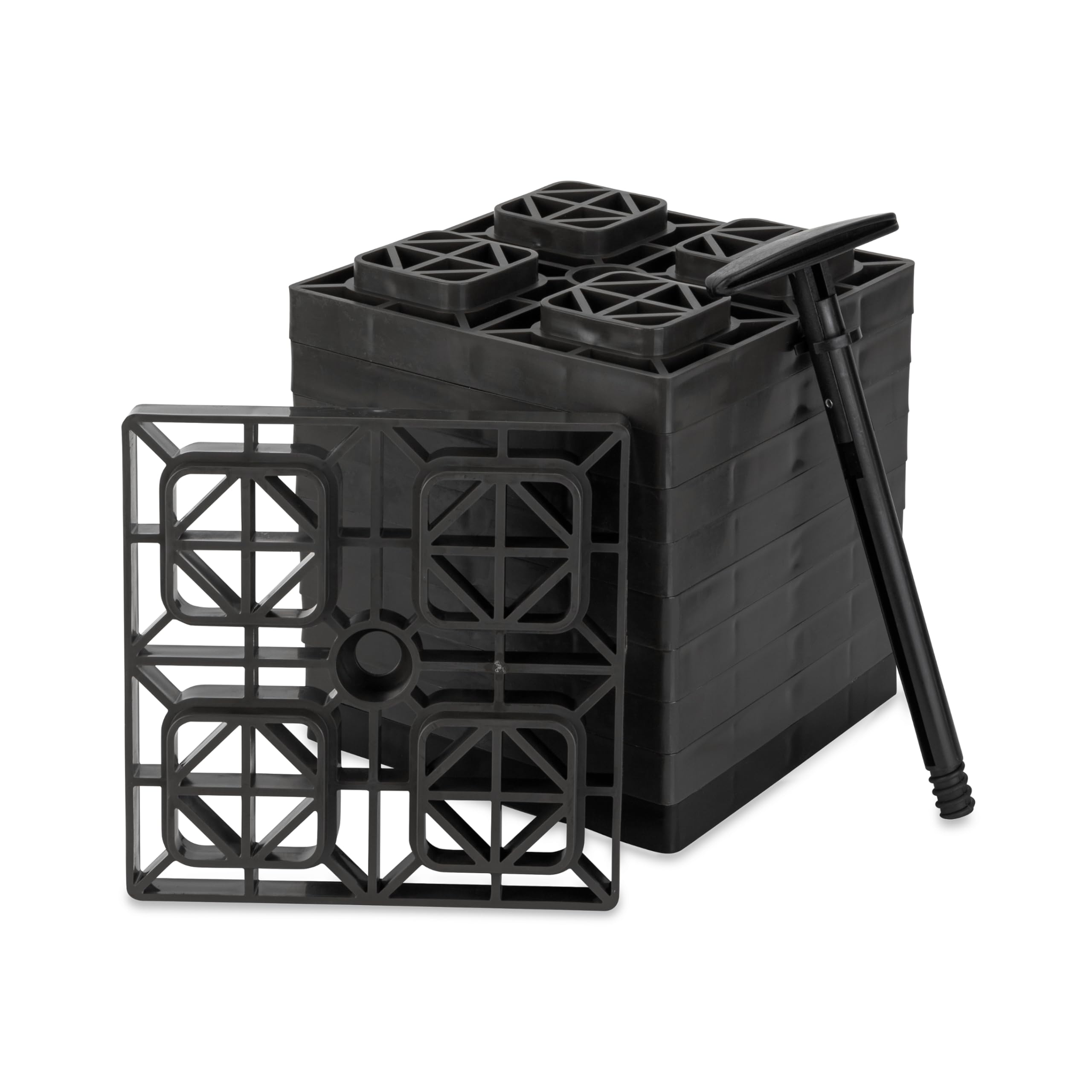 Camco Fasten Camper/Rv Leveling Blocks - Features Interlocking Design For Customizable Height - Carrying Handle Twists To Secure