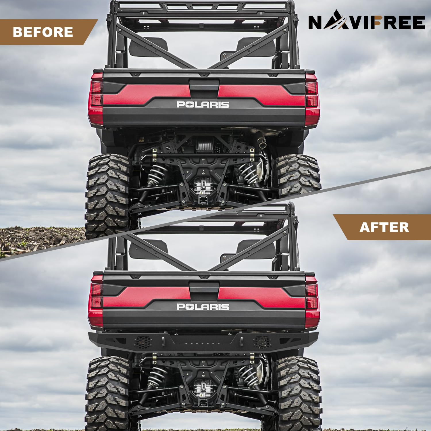 Navifree Sheet Metal Rear Bumper Fit For 2018-2023 Polaris Ranger 1000
