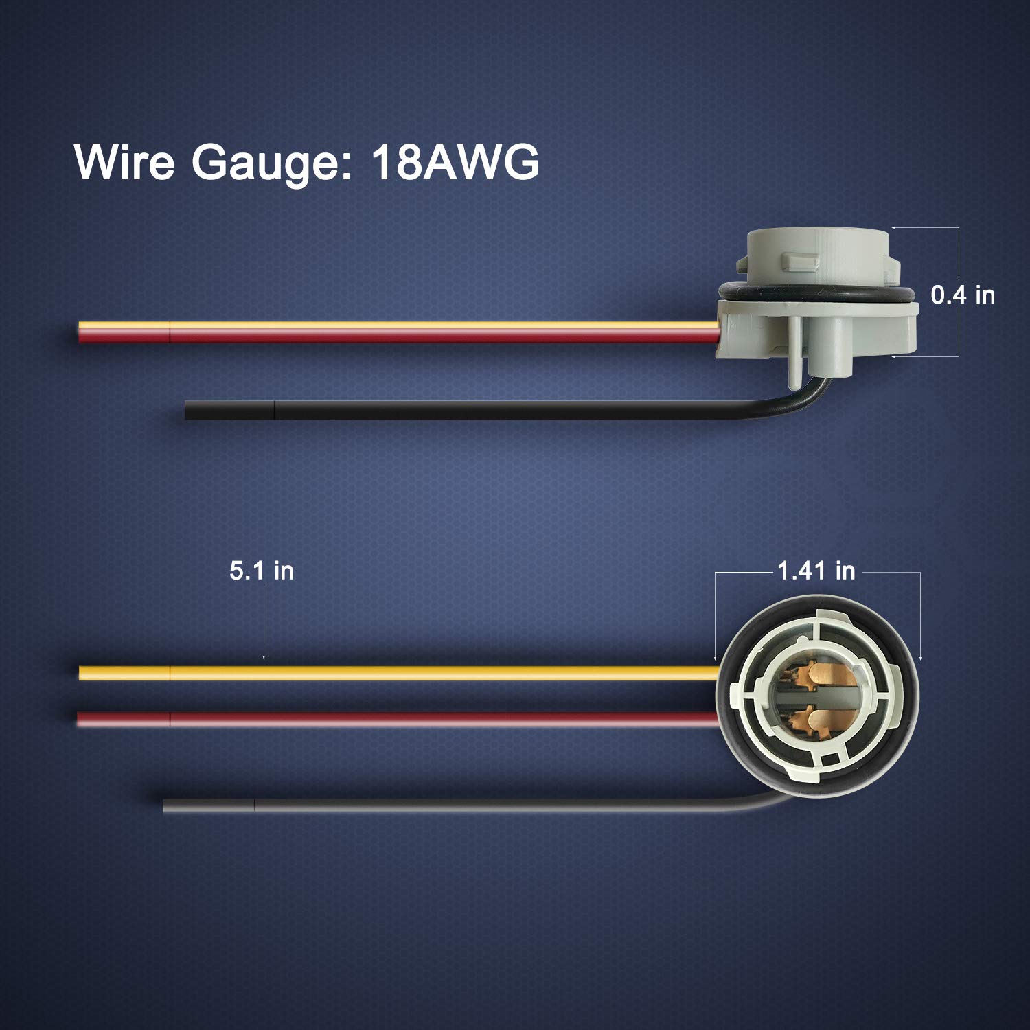 1157 BAY15D Turn Signal Brake Light Bulb Socket Wire Harness Connector(Pack of 2)