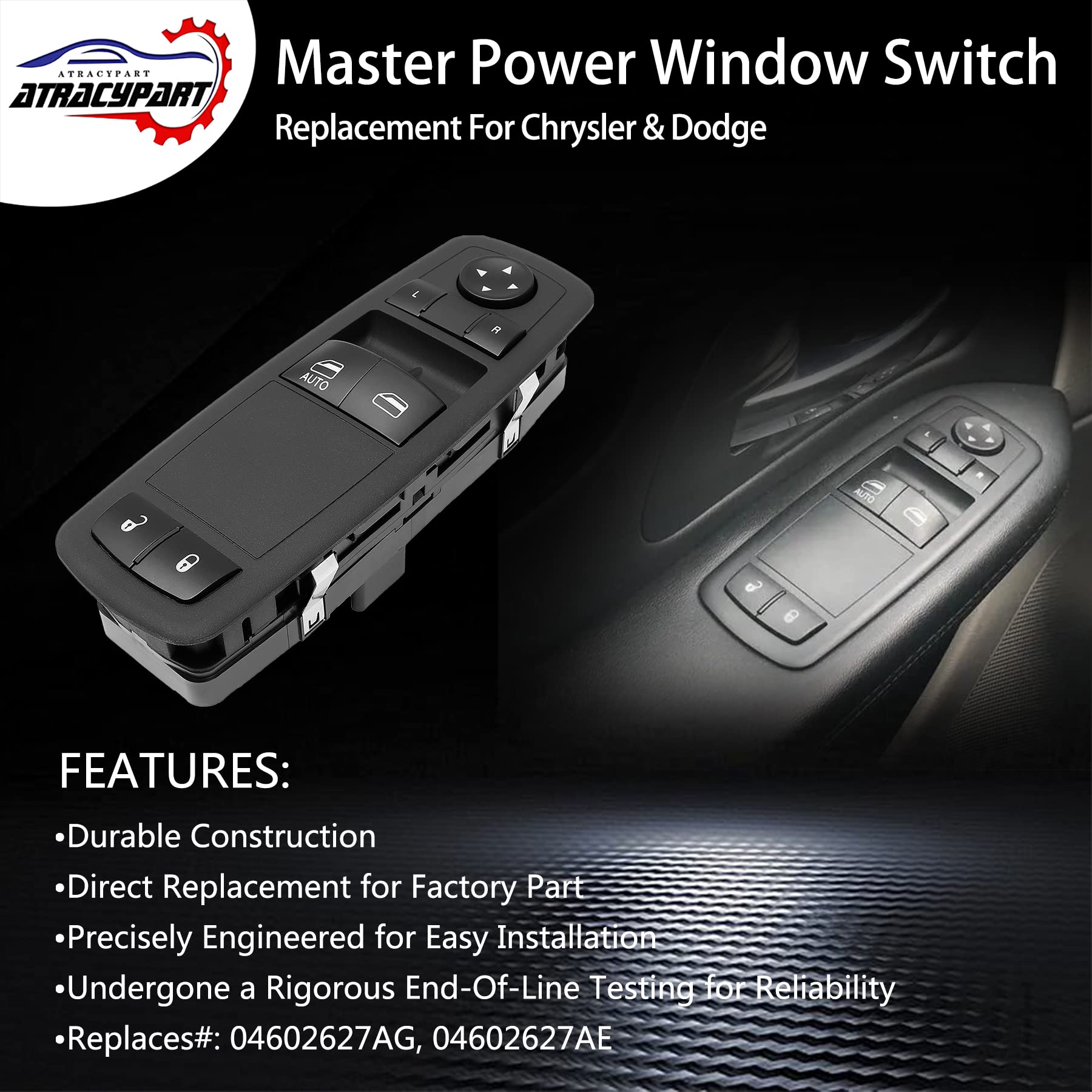 Master Power Window Switch | 8 Pins + 8 Pins Check Required | Replacement For 2008 - 2011 Dodge Grand Caravan, Chrysler Town & Country | Replaces# 04602627Ag, 04602627Ae