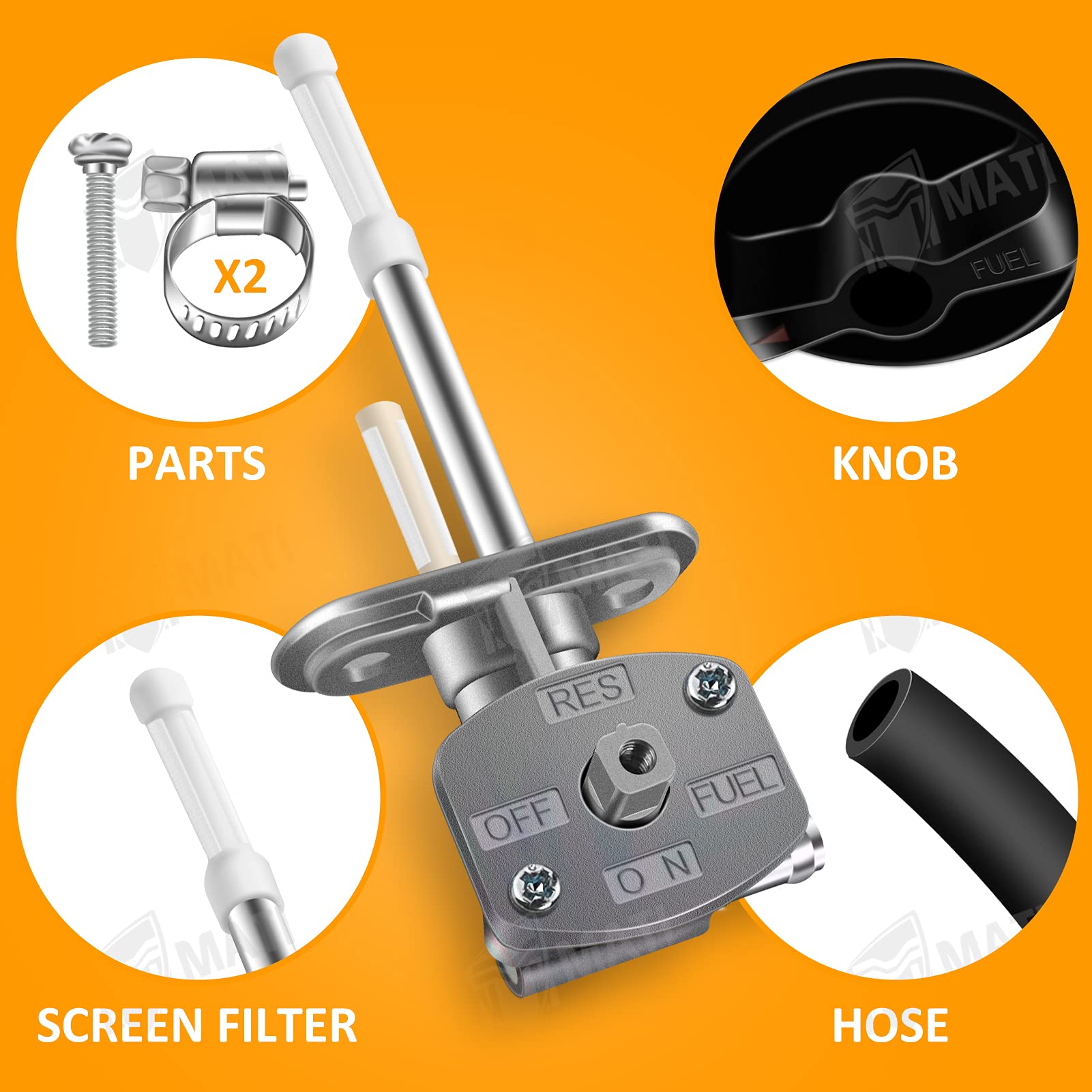 M Mati Fuel Cock Petcock Assy & Lever For Yamaha Atv Grizzly 350 660 Bruin 350 Yfm350 Yfm660 5Km-24500-10-00, Fuel Tank Switch V