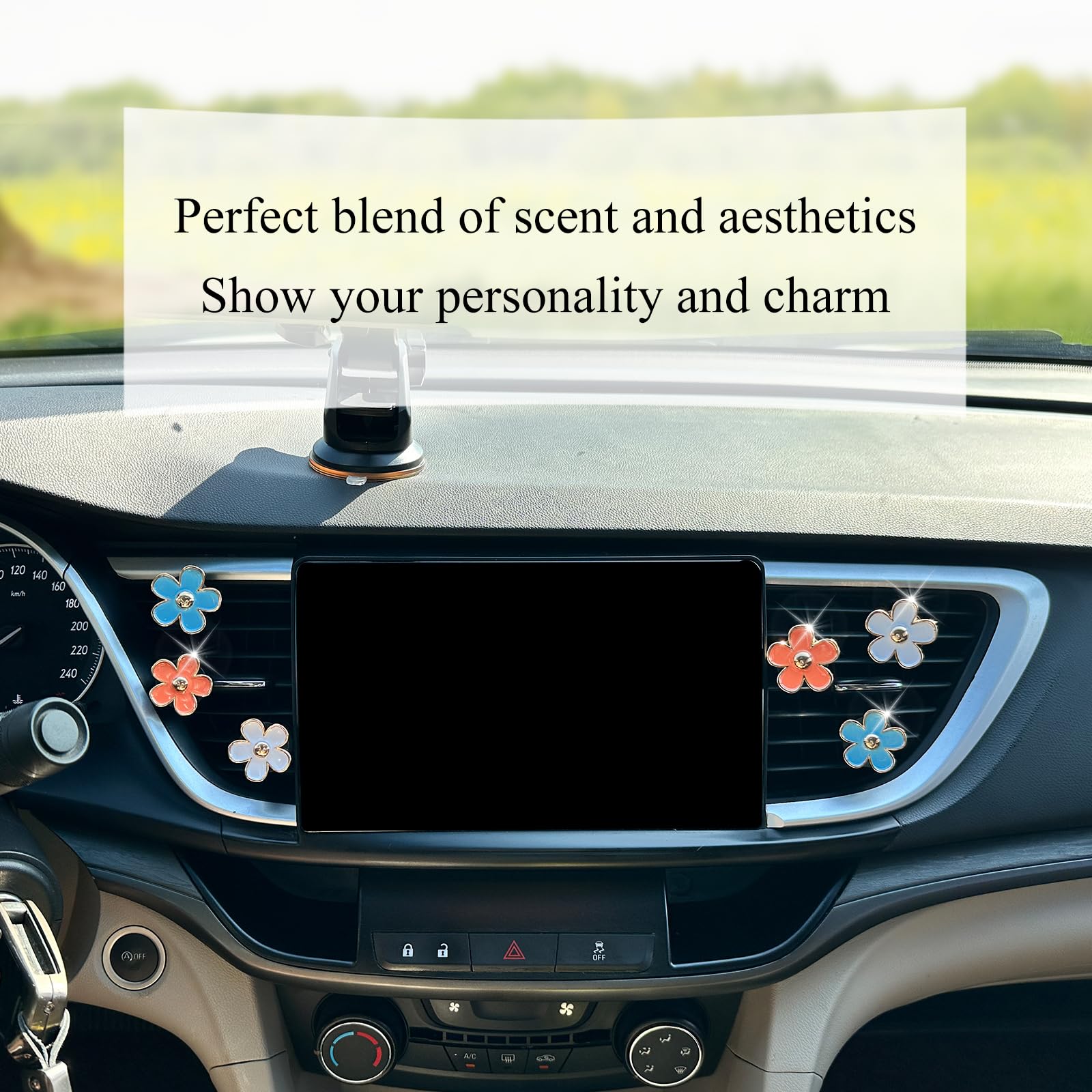 Oriesse 6Pcs Flower Car Air Freshener Vent Clips,Pink Yellow Yellow Daisy Air Vent Clip Car Accessories For Women,3.3Cm/3Cm Flow