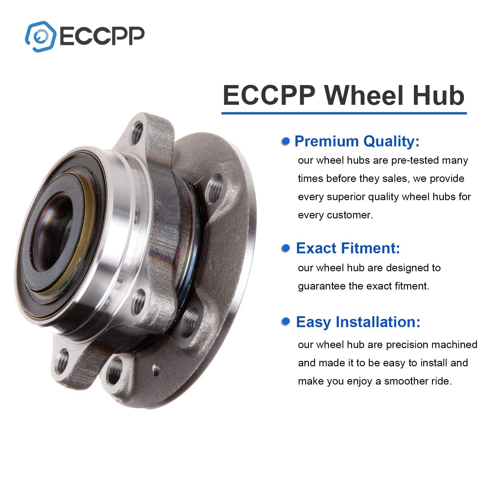 ECCPP Replacement for Wheel Bearing Hub 513208 Hub Bearing Assembly Hub Assemblies Front Axle 5 Lugs XC90 2003 2004 2005 2006 20