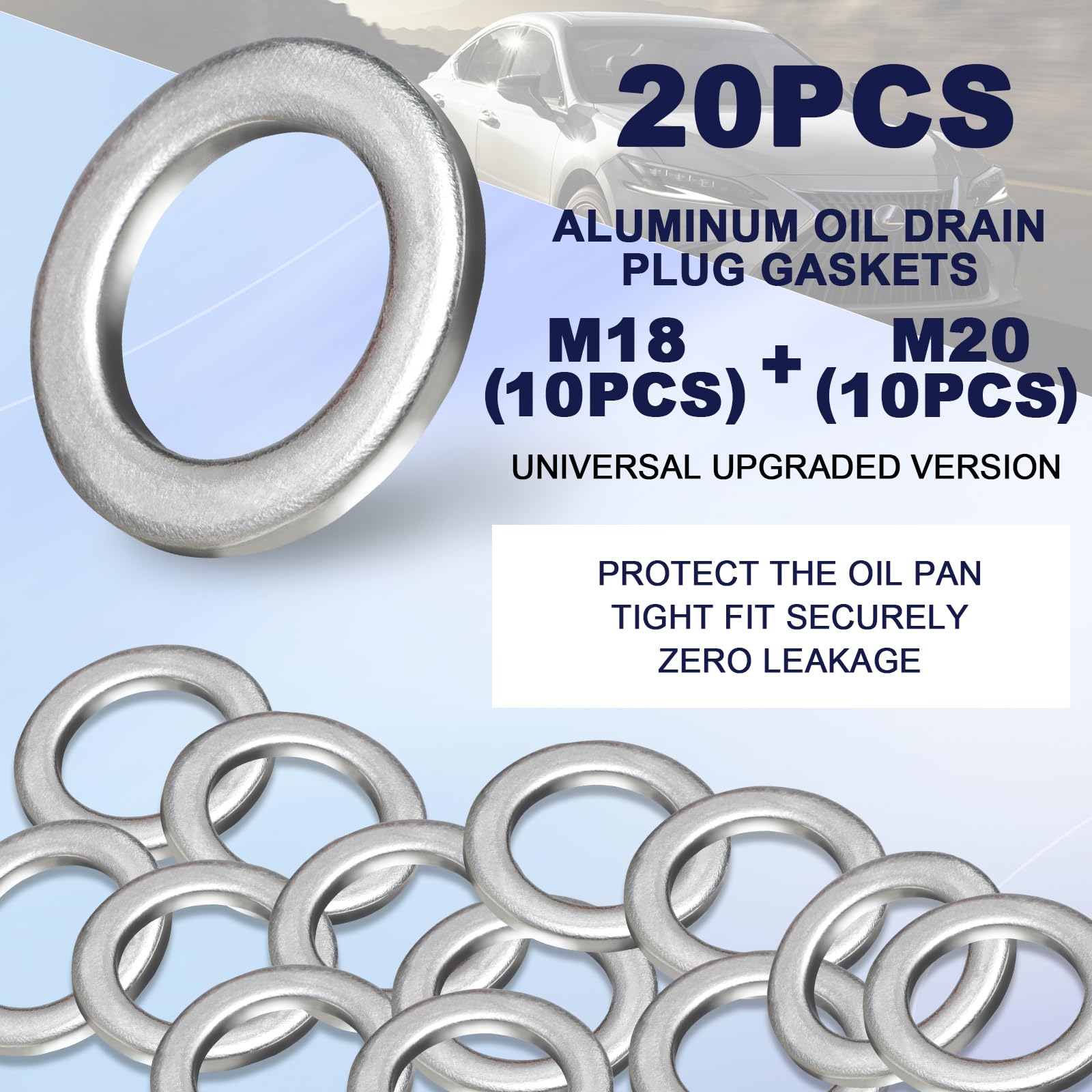20-Pack 9047-Px4000 (10Pc) Transmission Fluid & Rear Differential 94109-2000 (10Pc) Oil Drain Plug Crush Washer Gasket Seal 18Mm