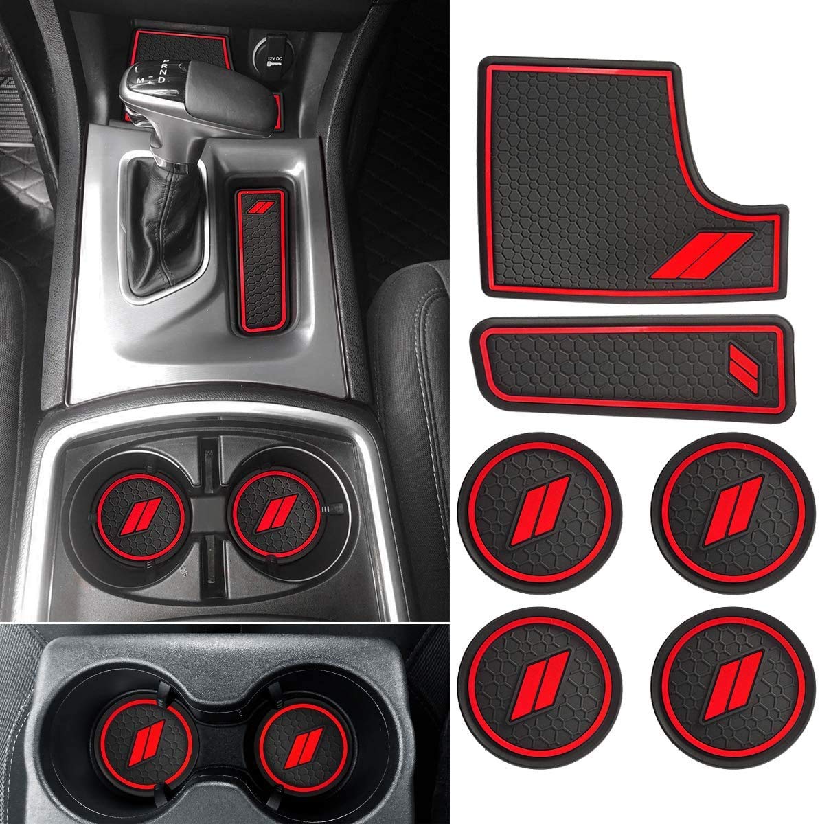 Auovo Anti Dust Mats For Charger 2015-2023 Accessories Custom Fit Cup Holder Liners Mats(24Pcs/Set, Red)