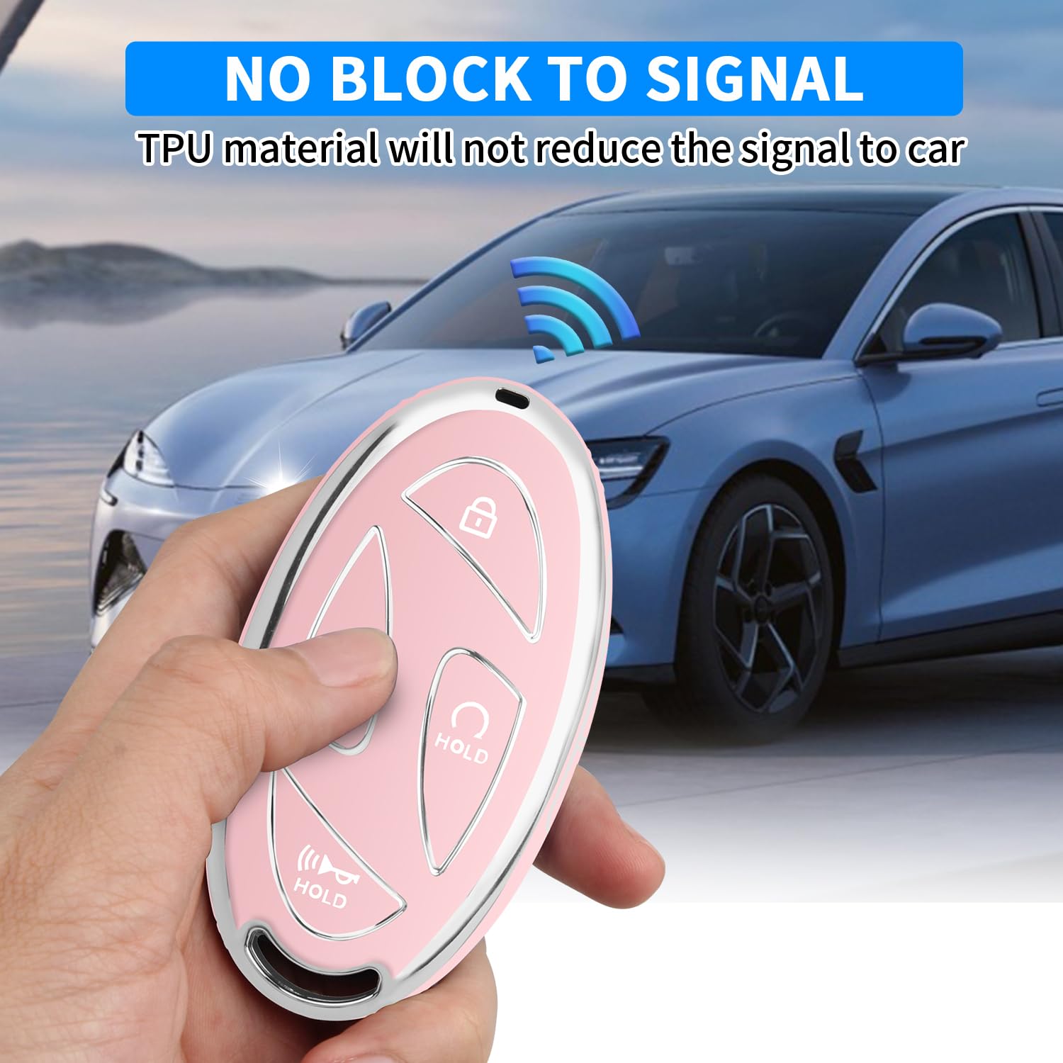 QBUC for Hyundai Ioniq 6 Key Fob Cover,Soft TPU 360 Degree Car Key Case Protector with Leather Keychain Compatible with Hyundai