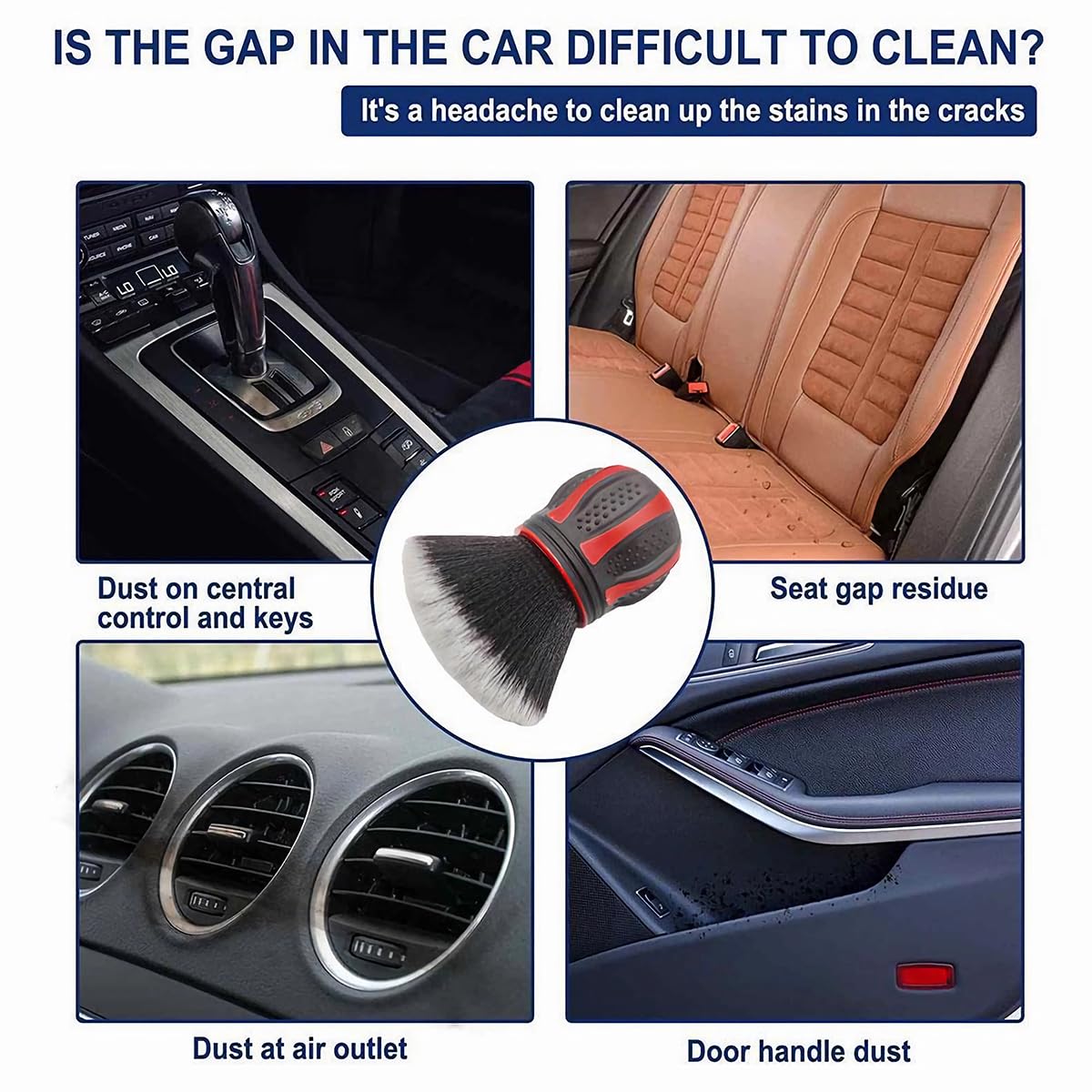 Auceli Car Detailing Brush, Ultra Soft Auto Interior Dusting Brush With Storage Rack, Car Xl Synthetic Brush Cleaning Tool, Univ