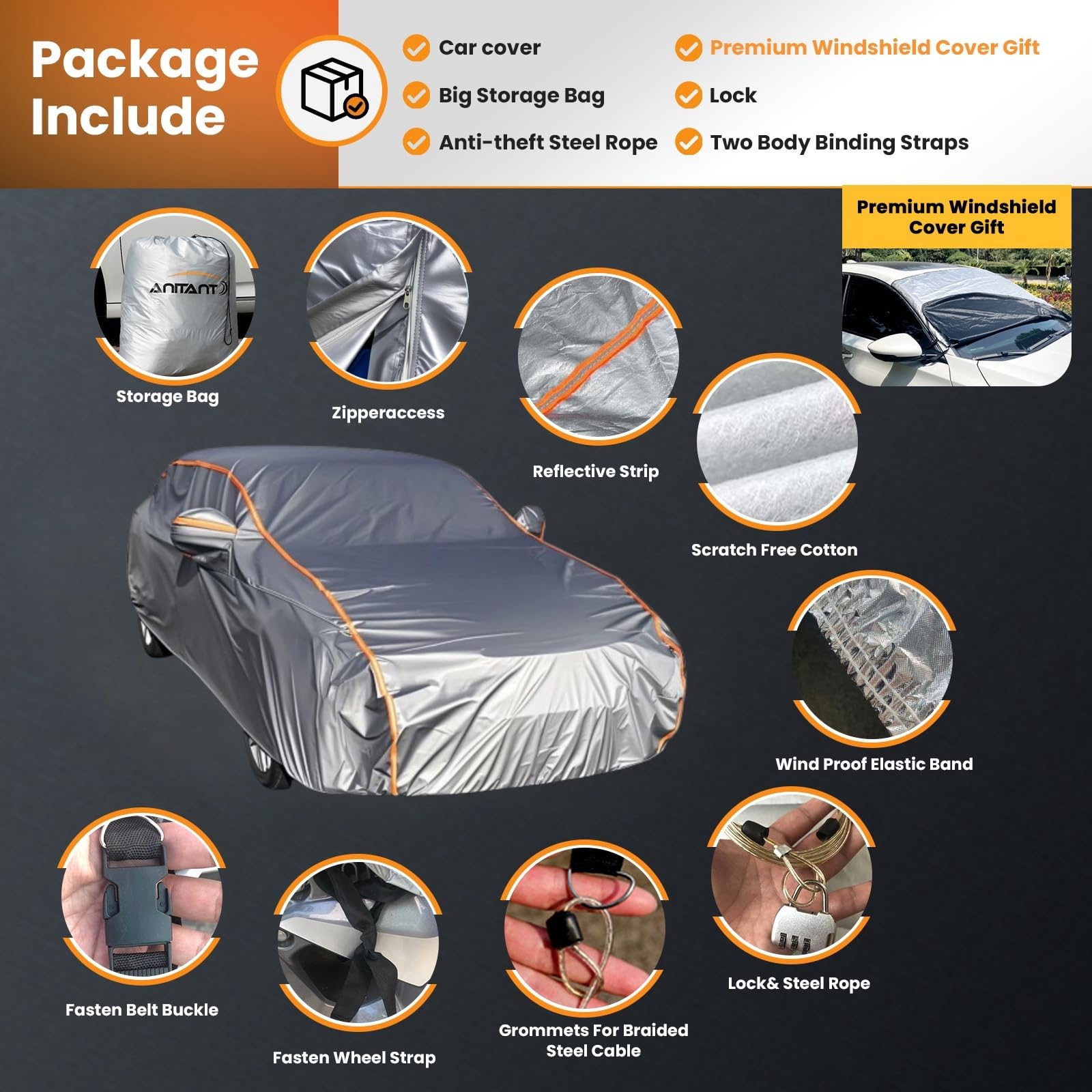 ANITANT Wagon Covers Waterproof All Weather Station Wagon Car Cover (Gift Windshield Cover) Mini Van Cover Snow Car Cover Full E