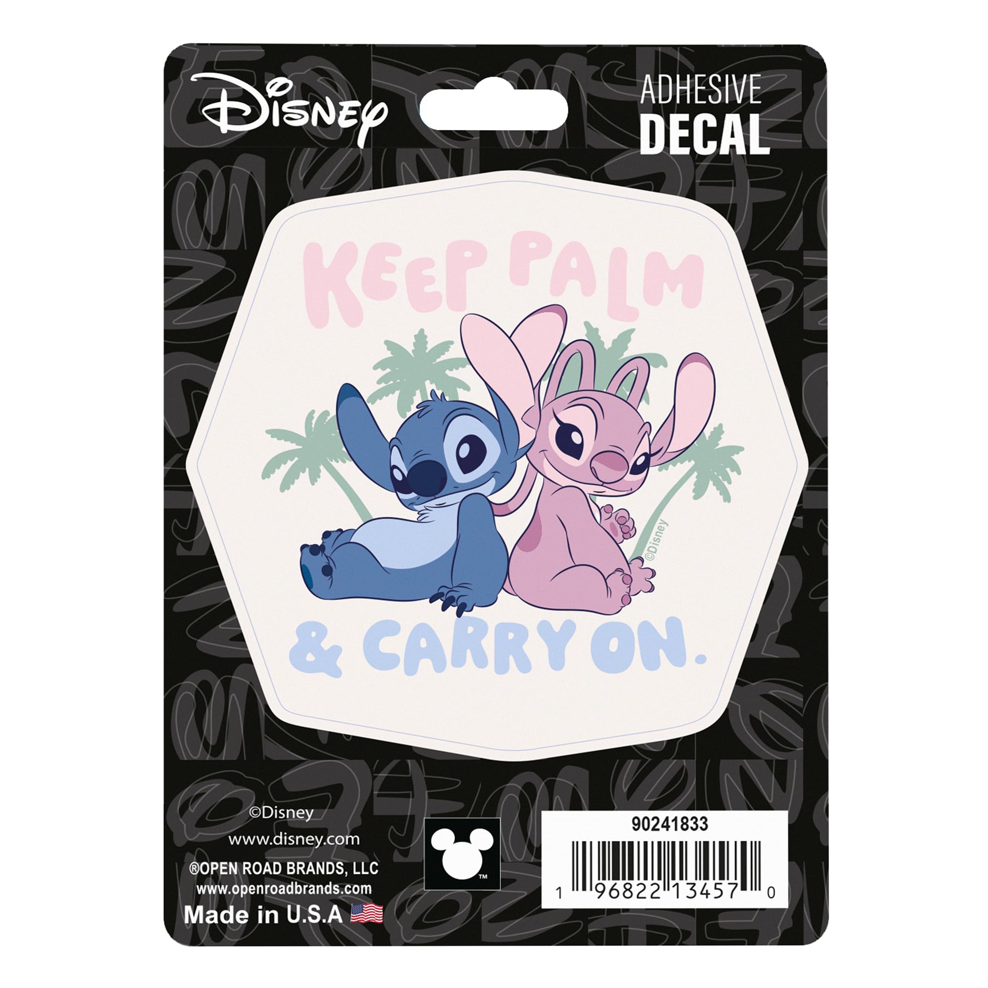 Disney Lilo and Stitch and Angel Keep Palm and Carry On Adhesive Vinyl Decal - Tropical Stitch Sticker for Car
