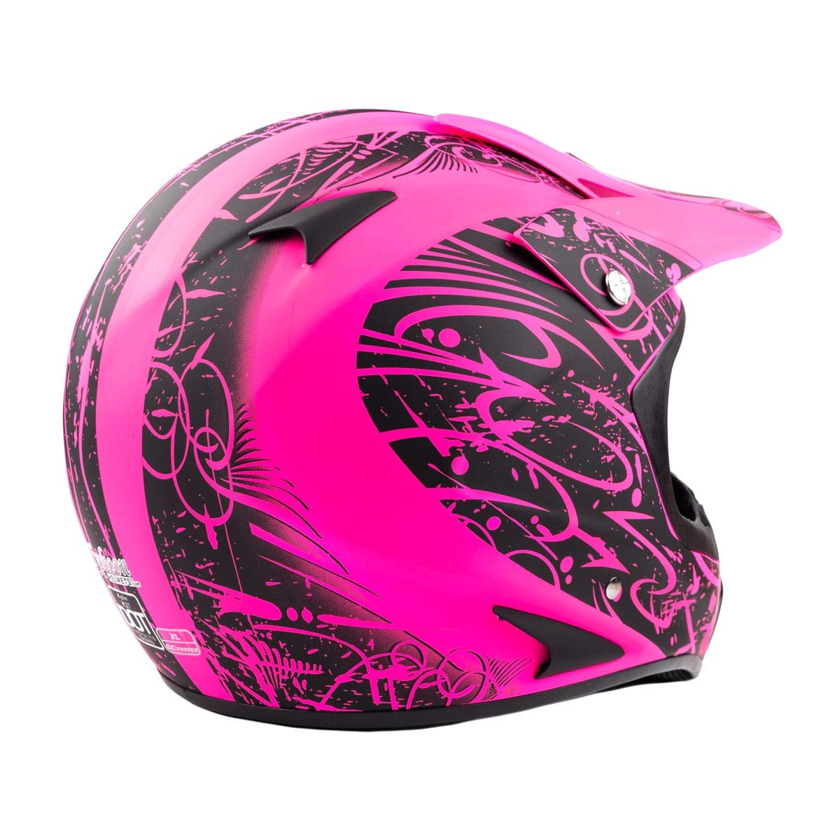 Typhoon Adult Women'S Dirt Bike Atv Helmet Motocross Goggles And Gloves Combo - Matte Pink With Pink ( Large )