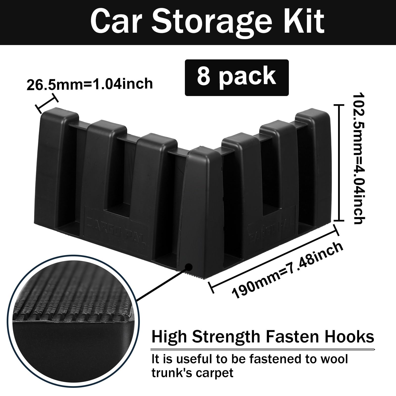 Datanly 8 Sets Car Trunk Organizer Blocks for Back of SUV Multipurpose Car Storage Organizer Blocks Trunk Divider Available to W