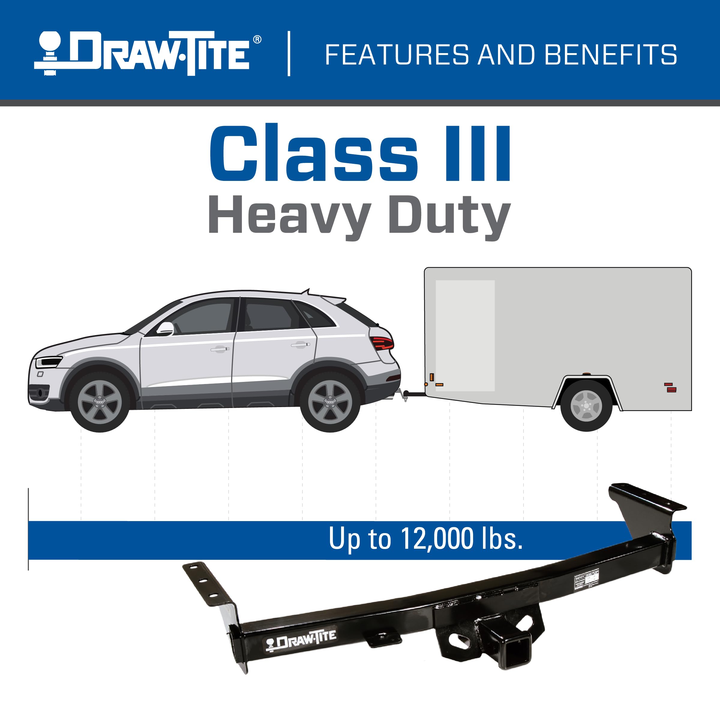Draw-Tite 75902 Class 3 Trailer Hitch, 2 Inch Square Receiver, Compatible With Nissan Rogue (Please Verify Vehicle Application)