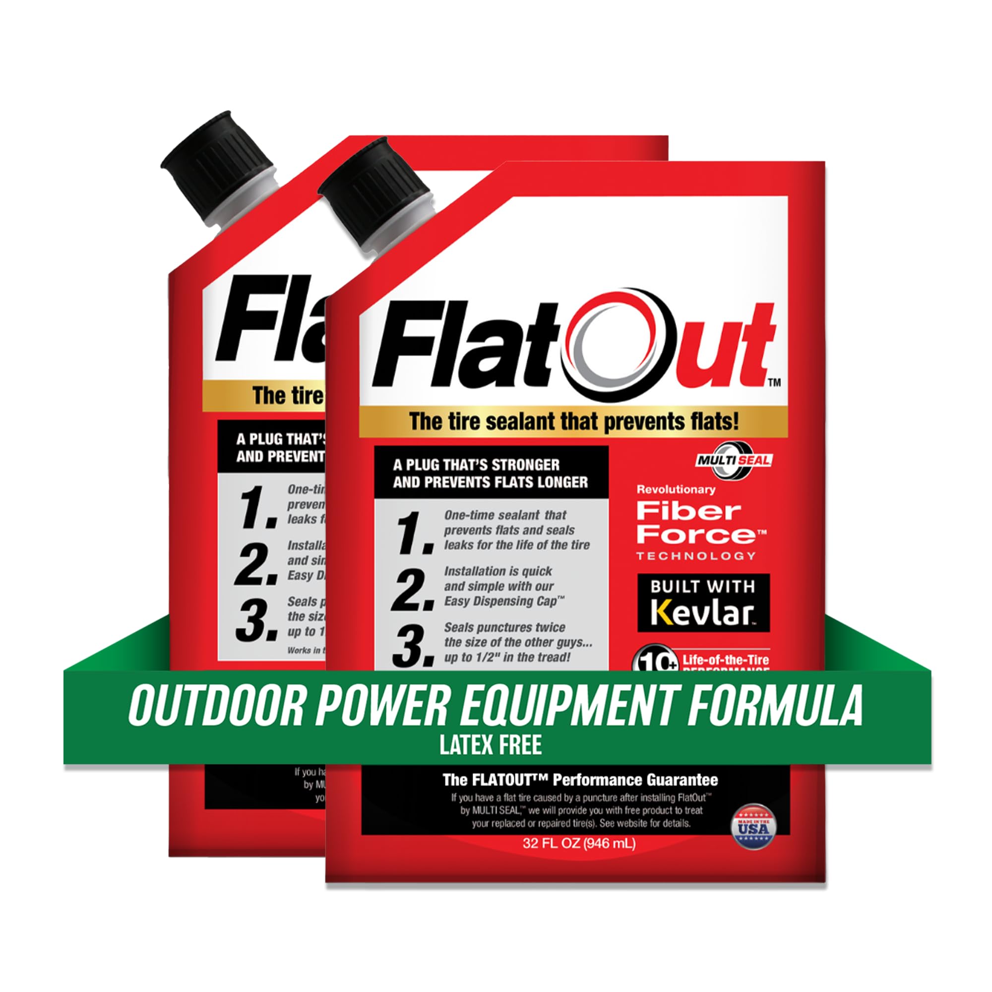 FlatOut Off Road Tire Sealant, Outdoor Power Equipment Formula, Prevents Flat Tires, Fix a Flat Tire, Seals Leaks, Contains Kevl