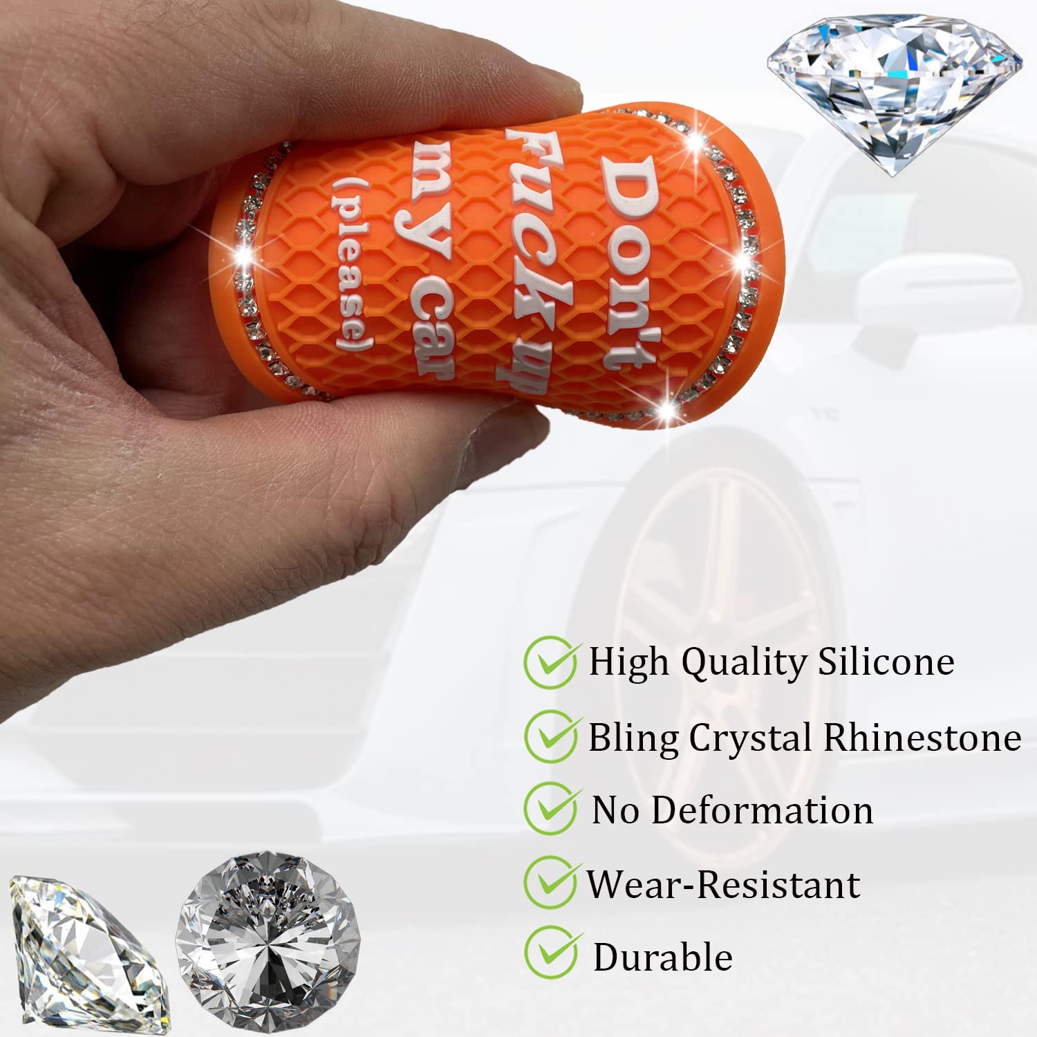 Smeyta Car Cup Coaster 2 Pack, Universal Cup Holder Inserts, Bling Car Accessories Interior (Orange, 2Pc)