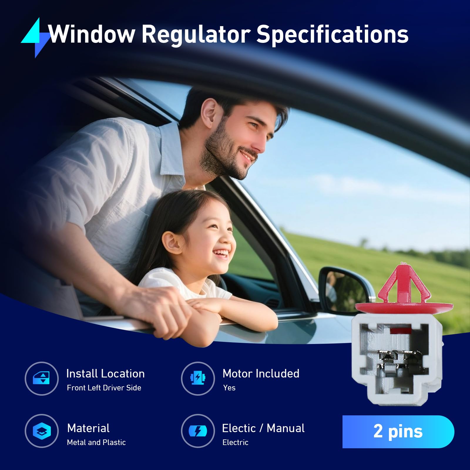 Rear Right Power Window Regulator with Motor Fit for 3.5L 2003-2008 Honda Pilot, Passenger Side Window Motor 2003 2004 2005 2006