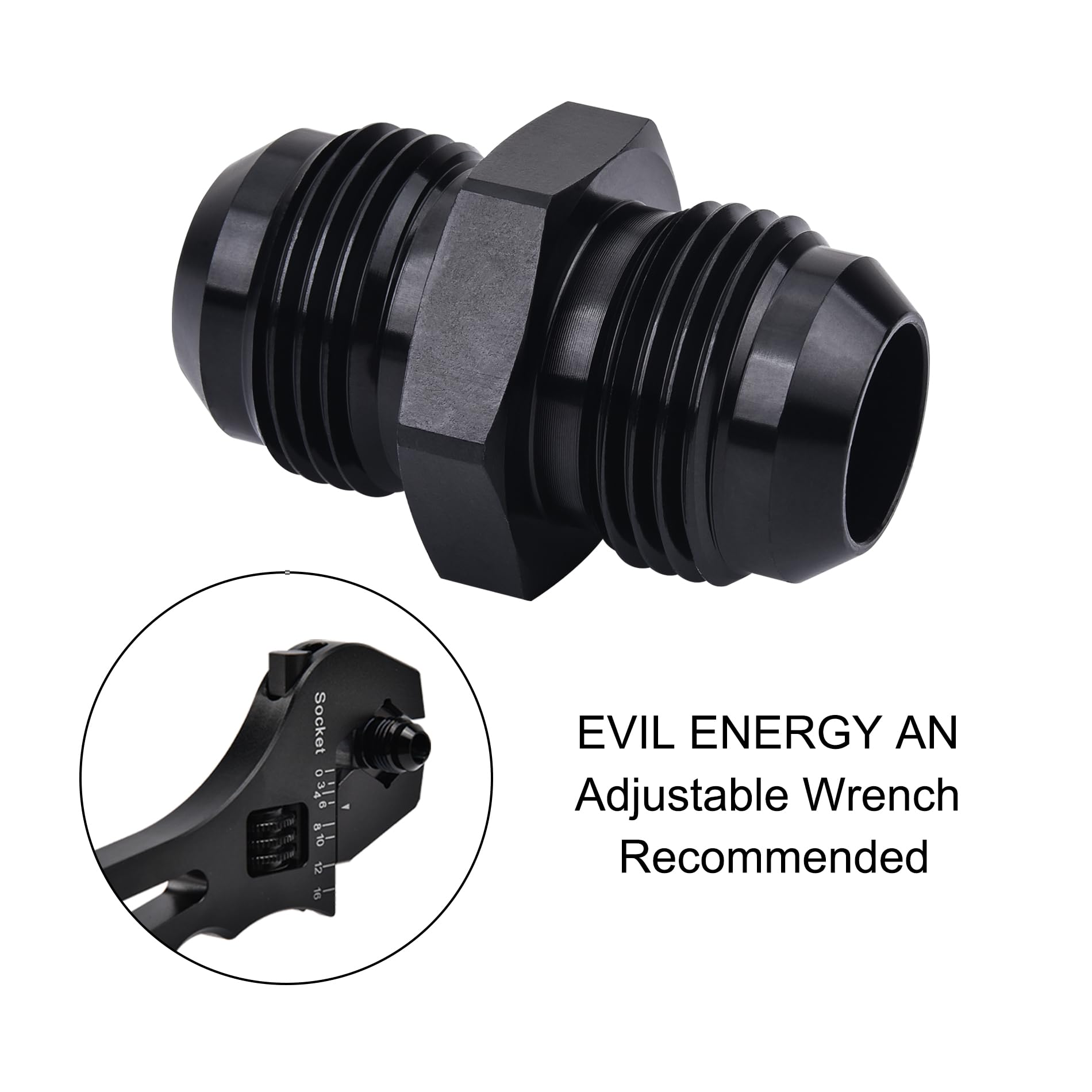 EVIL ENERGY 12AN Male to Male Flare Coupler Union Straight Fuel Hose Adapter Fitting Black