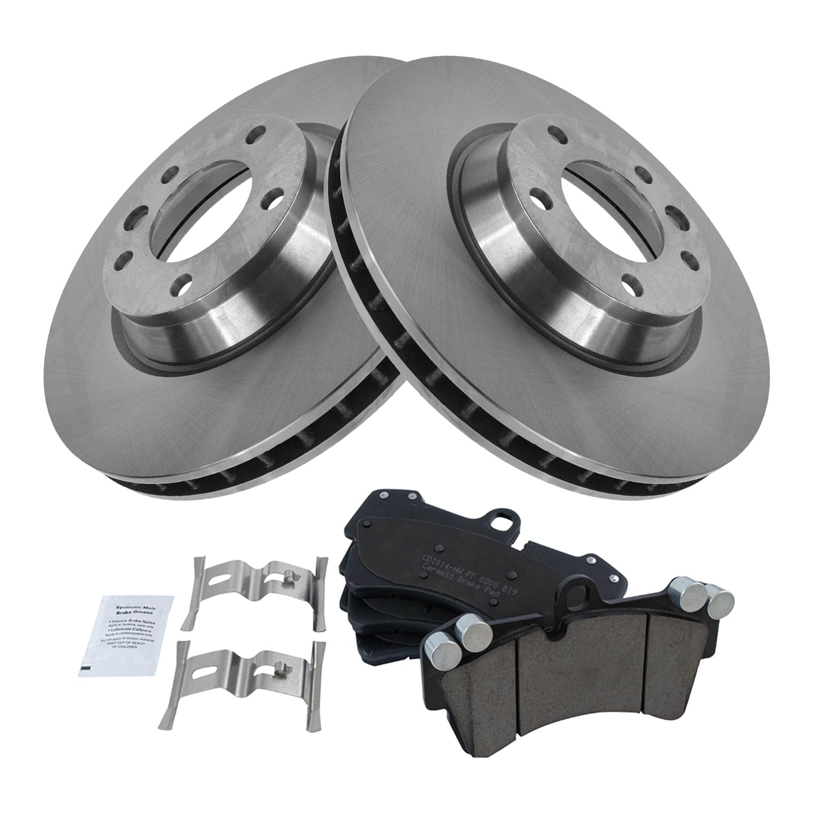 Trq Front Brake Pad & Rotor Kit Brake Pads Brake Rotor Ceramic Compatible With 2007-2015 Audi Q7 2003-2010 Porsche Cayenne 2004-
