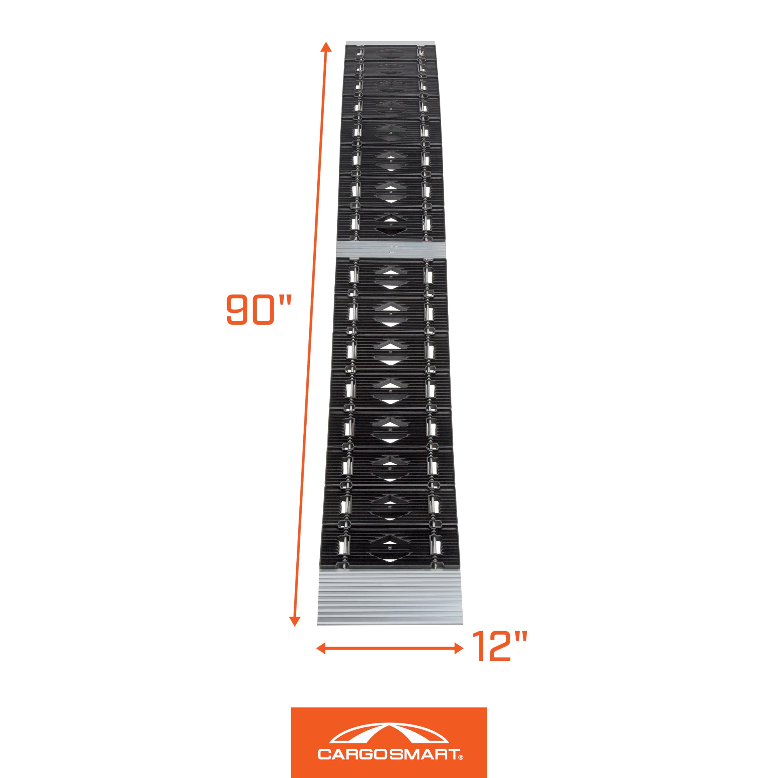 Cargosmart Led Hybrid S-Curve Centerfold Loading Ramp, 1 Pack - 1,500Lb Per Pair Capacity, 12    W X 90    L - Aluminum Ramp Wit