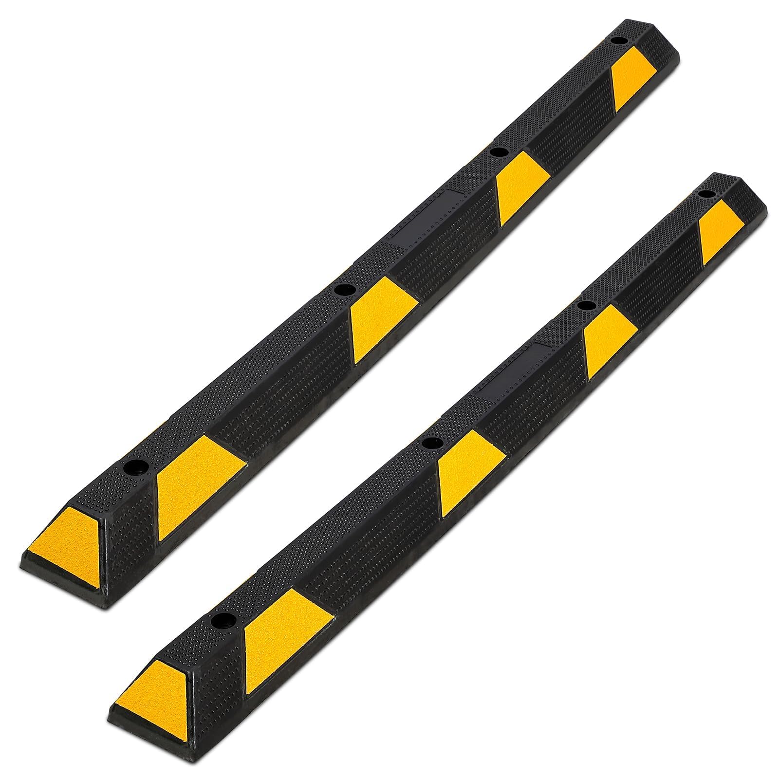 ActiveTrail 72 Heavy Duty Rubber Parking Curb, Parking Garage Floor Stopper with Reflective Stripes, 6 Ft Wheel Stoppers for Gar