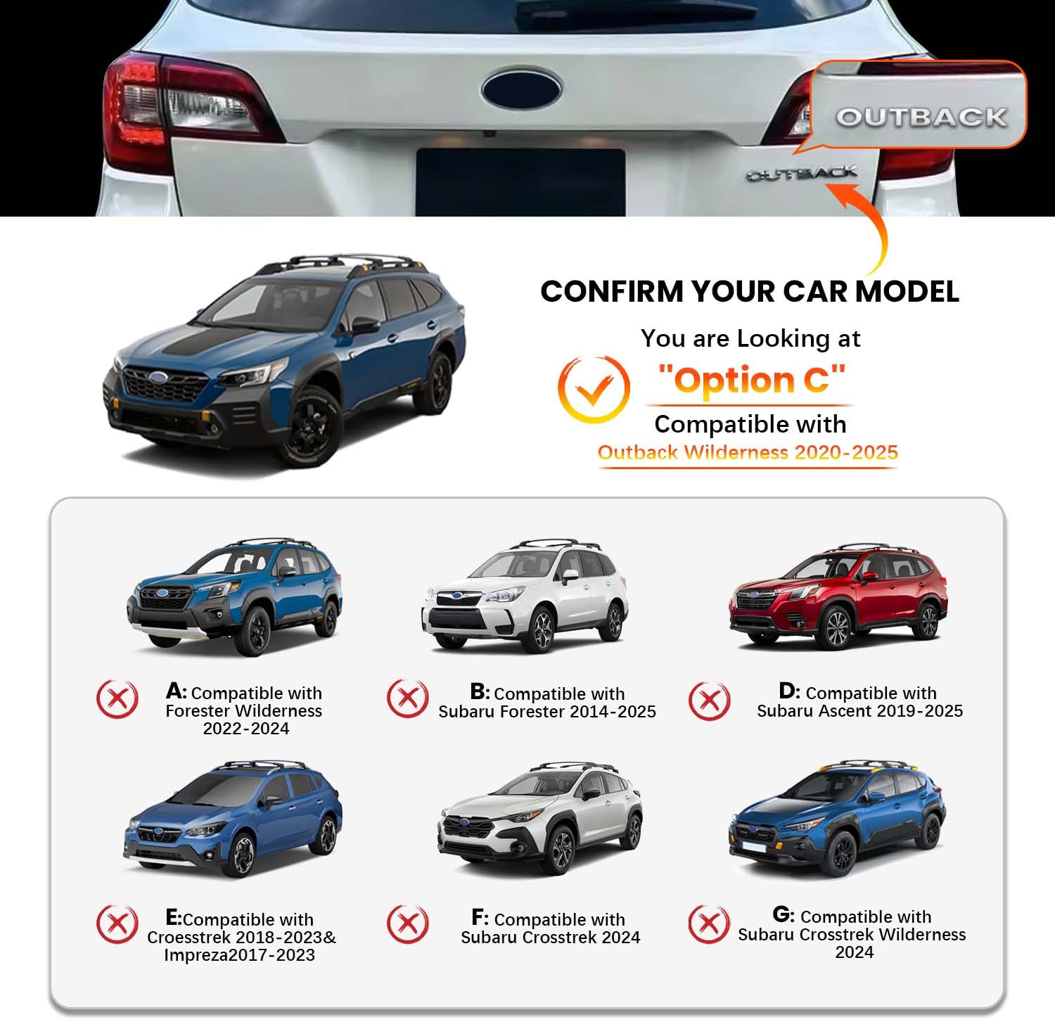 Hmmtyrack Car Roof Rack Cross Bars With Lock Compatible With Subaru Outback Wilderness 2022-2025, Aluminum Lockable Roof Rails C