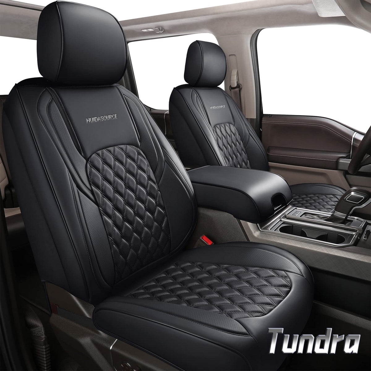 Huidasource Tundra Seat Covers, Front & Rear Waterproof Leather Car Seat Cover, Custom Seat Cushion Protector Fit for 2022 2023 