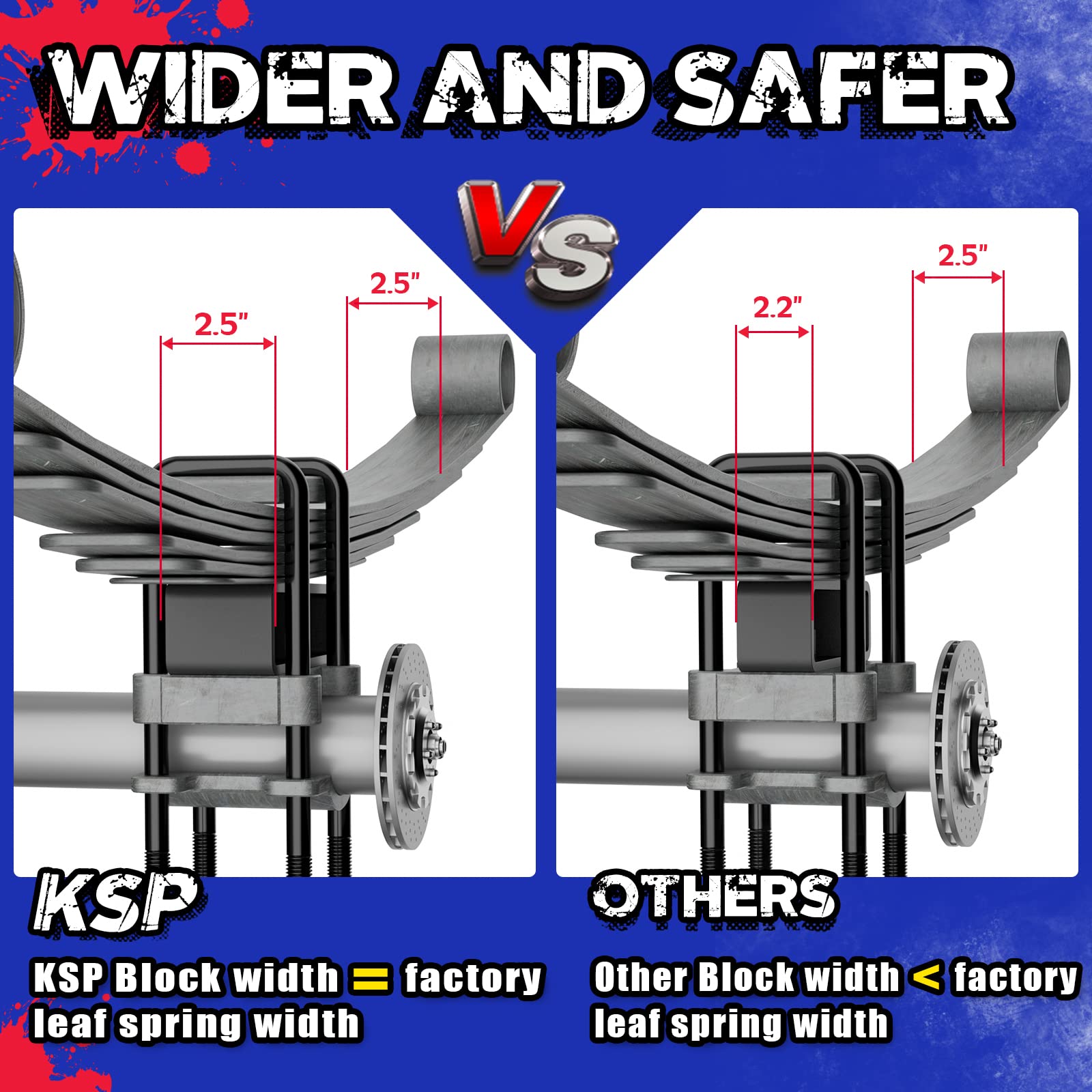 Ksp 2 '' Lift Block For Chevy Silverado & Gmc Sierra 1500Hd 2500Hd 3500Hd 2000-2010, 2Inch Rear Leveling Kit With Square U-Bolts