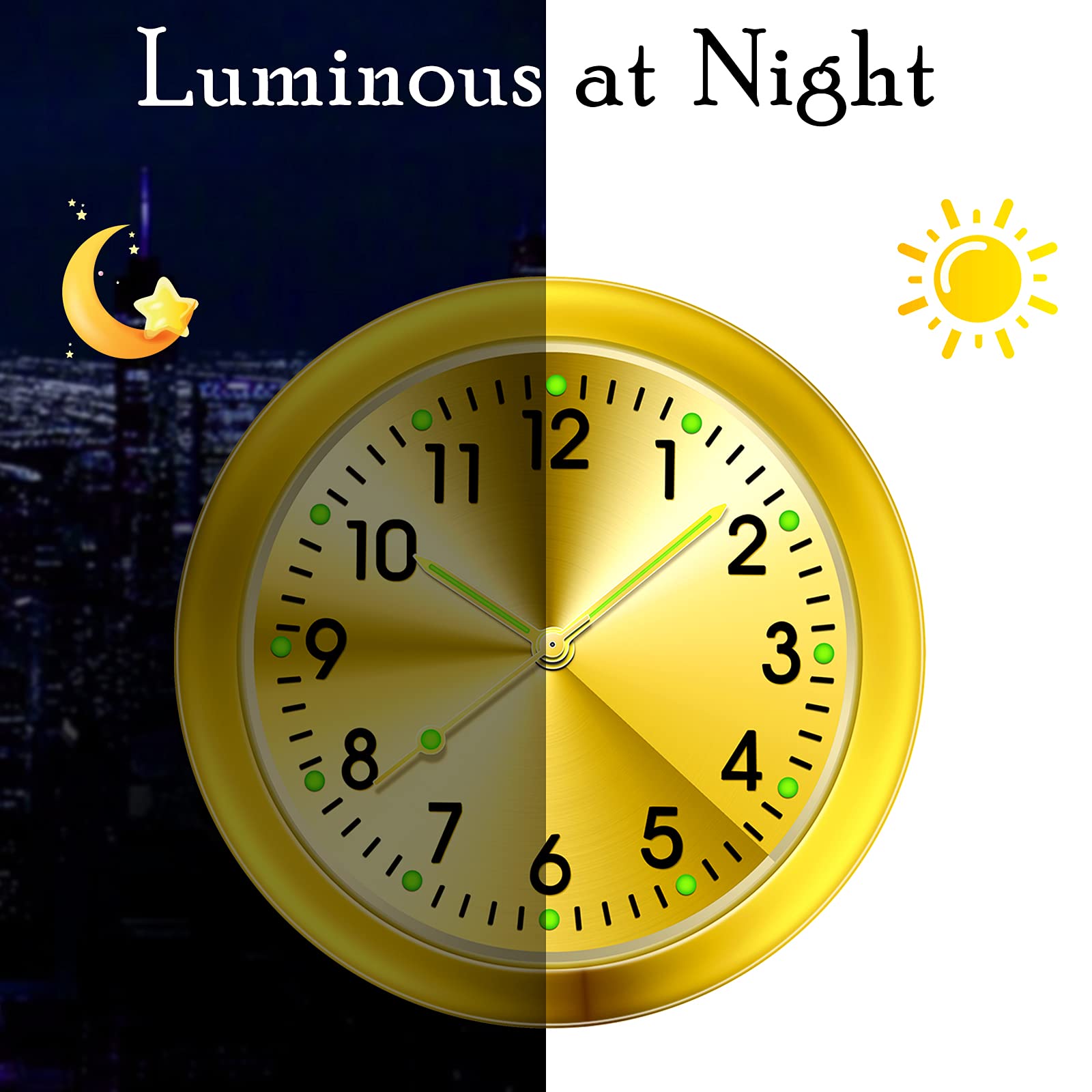 Frienda 2 Pieces Stick on Dashboard Car Clock Mini Tiny Small Luminous Car Vent Clocks Watch for Dashboard Boat Bike Home (Black