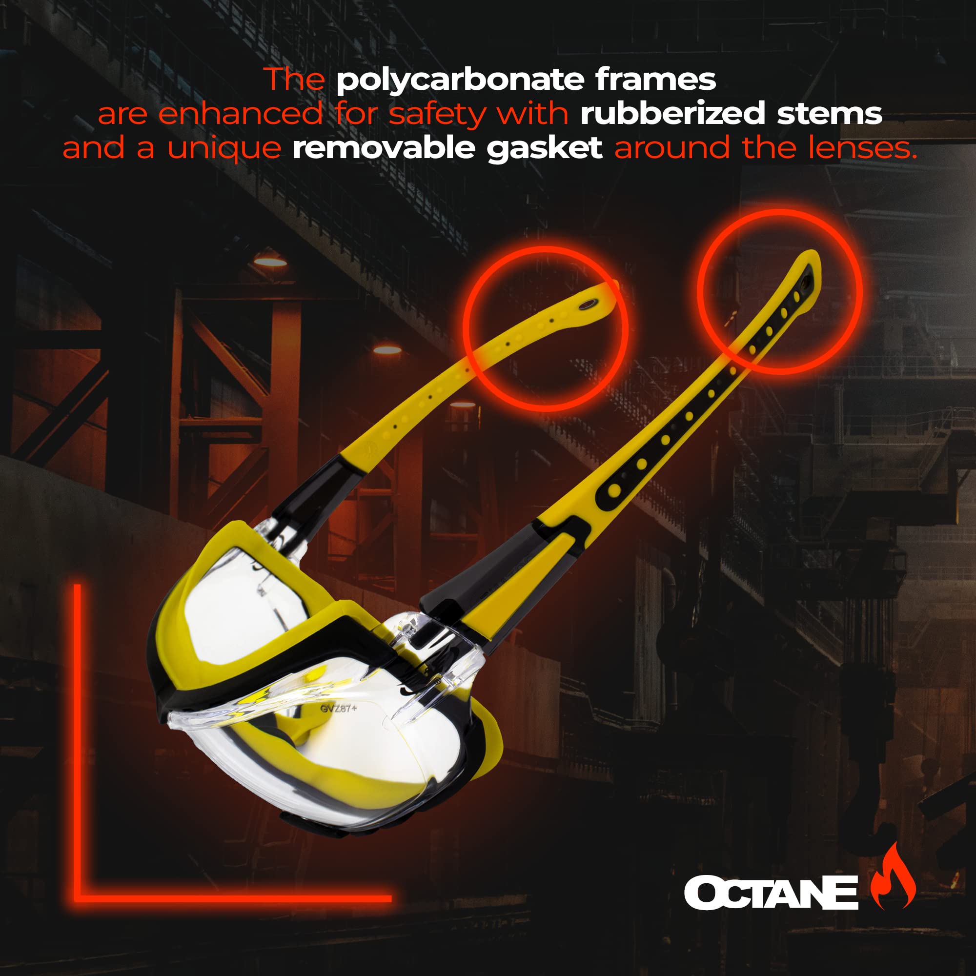 Global Vision Octane Padded Motorcycle Safety Sunglasses 2 Pair Clear and Smoke Lens ANSI Z87.1