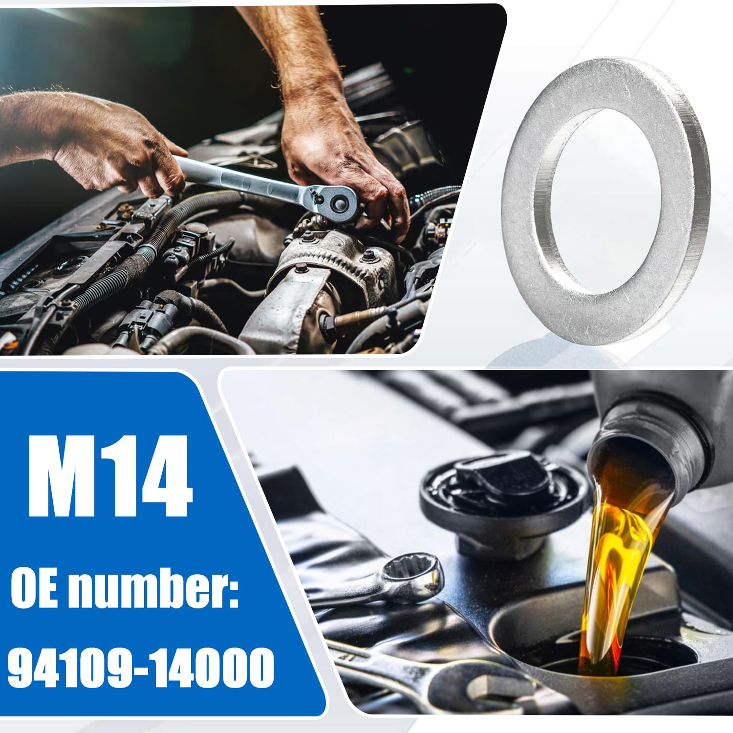 FANHAY 94109-14000 Oil Crush Washers/Drain Plug Gaskets Washers Seals Rings for Honda Civic Ridgeline Odyssey CRV CR-V Pilot Rea