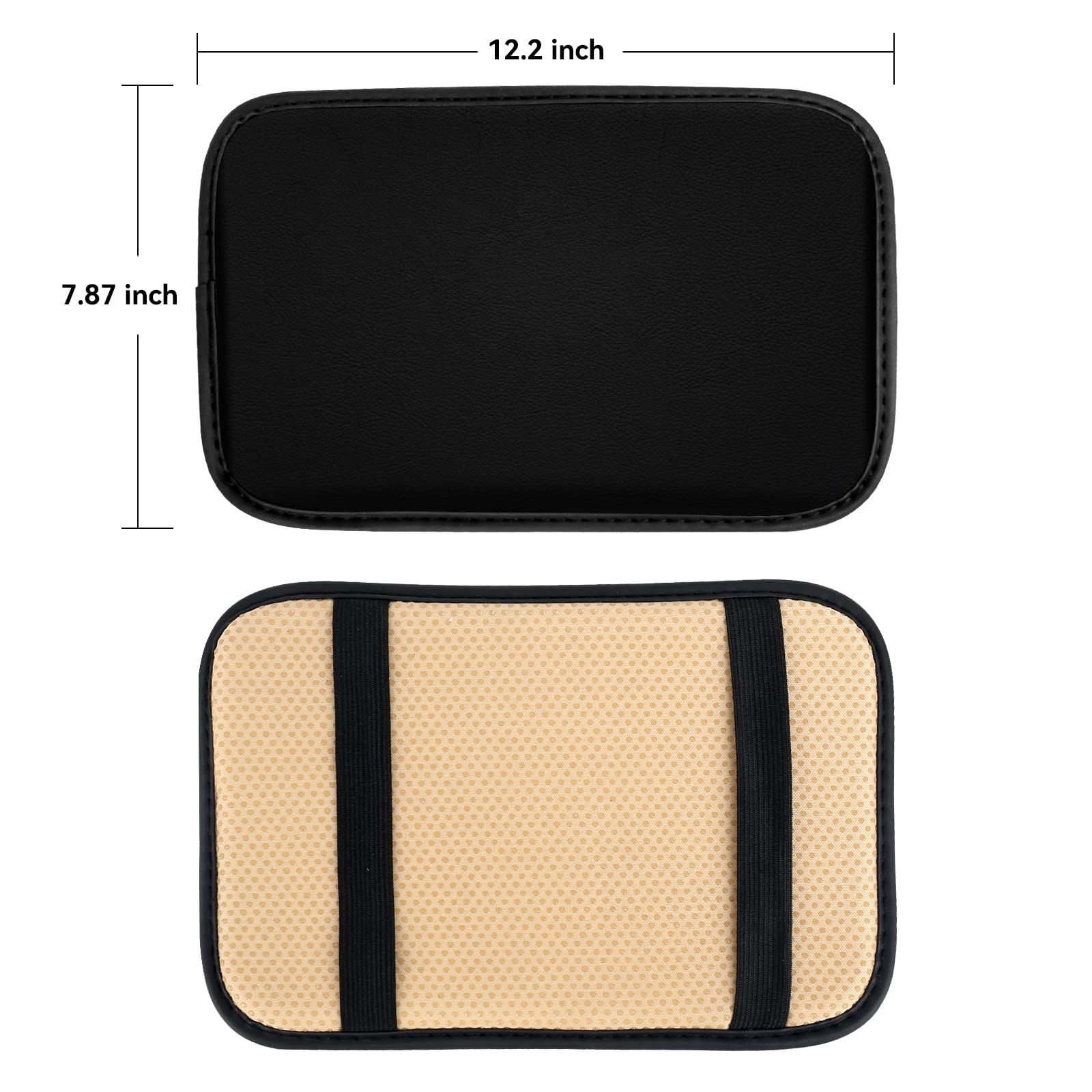 Amiss Auto Center Console Pad, Pu Leather Car Armrest Seat Box Cover Protector, Universal Waterproof Non Slip Soft Center Console Armrest Pad For Most Vehicle, Suv, Truck, Car (Black)